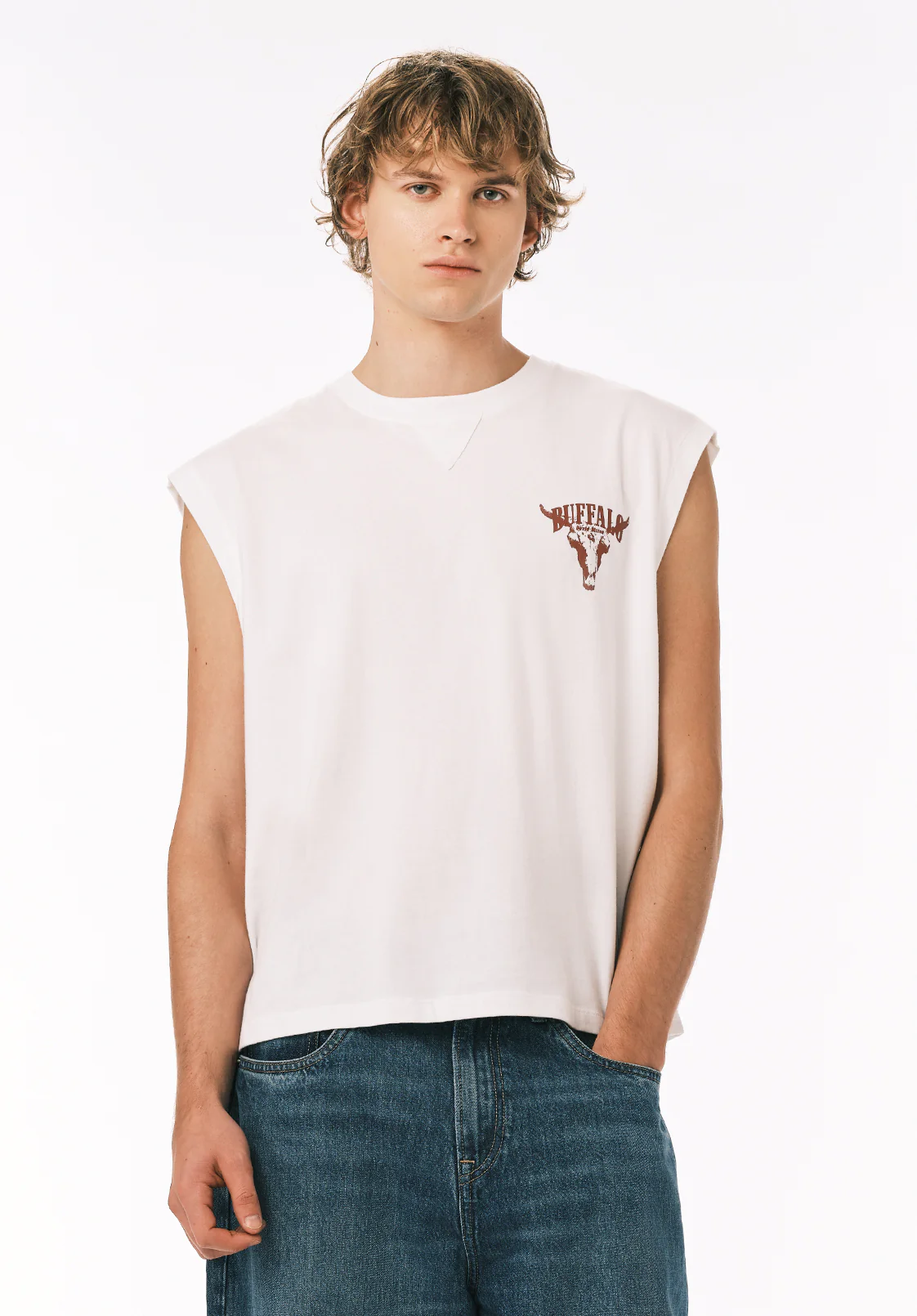 Kurt Men's Cropped Graphic Tank, White - BM24854 - Image 3