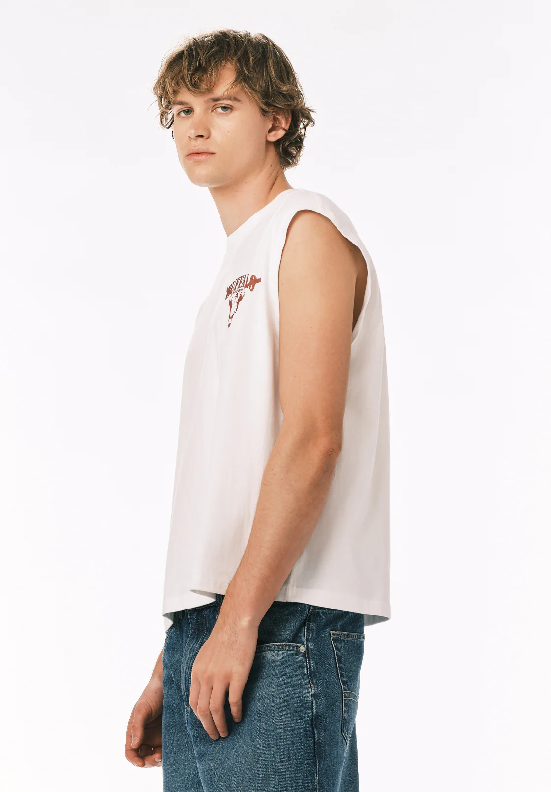 Kurt Men's Cropped Graphic Tank, White - BM24854 - Image 4