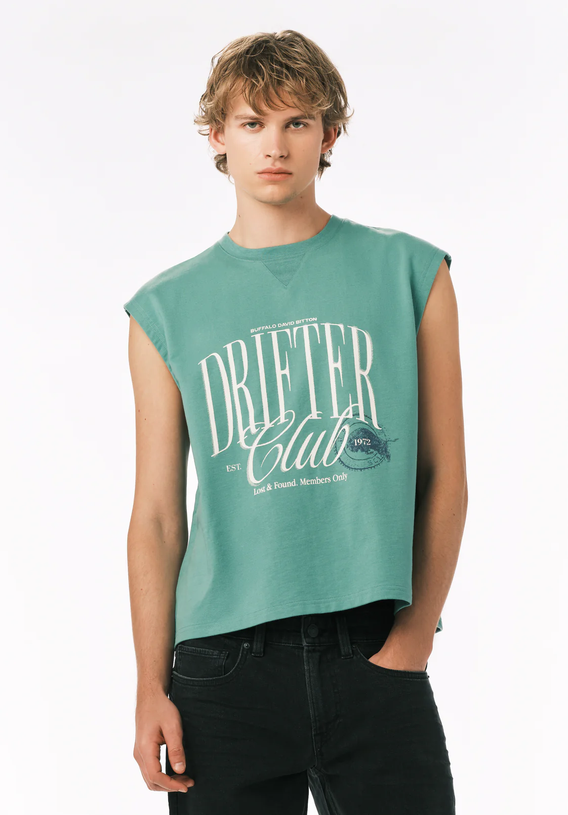 Kurt Men's Cropped Graphic Tank, Gossamer Green - BM24860 - Image 3