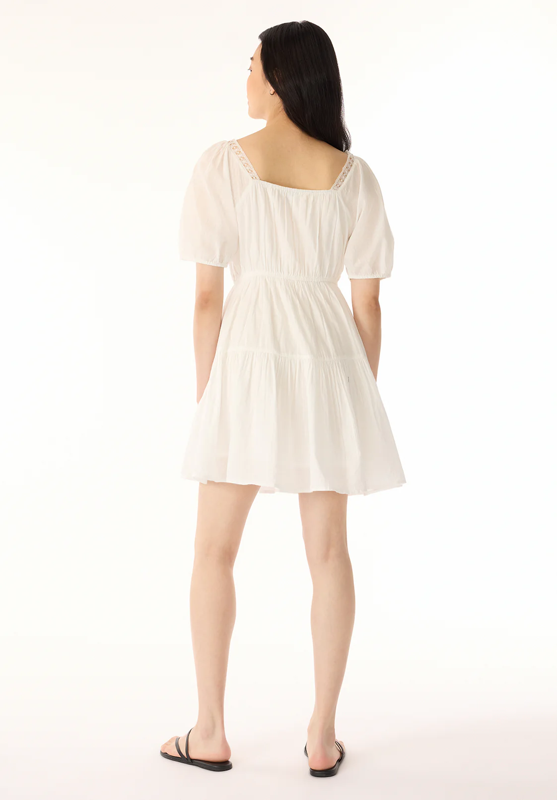 Lara Women's Jean Eyelet Trim Mini Dress, Bright White - WD0100P - Image 3