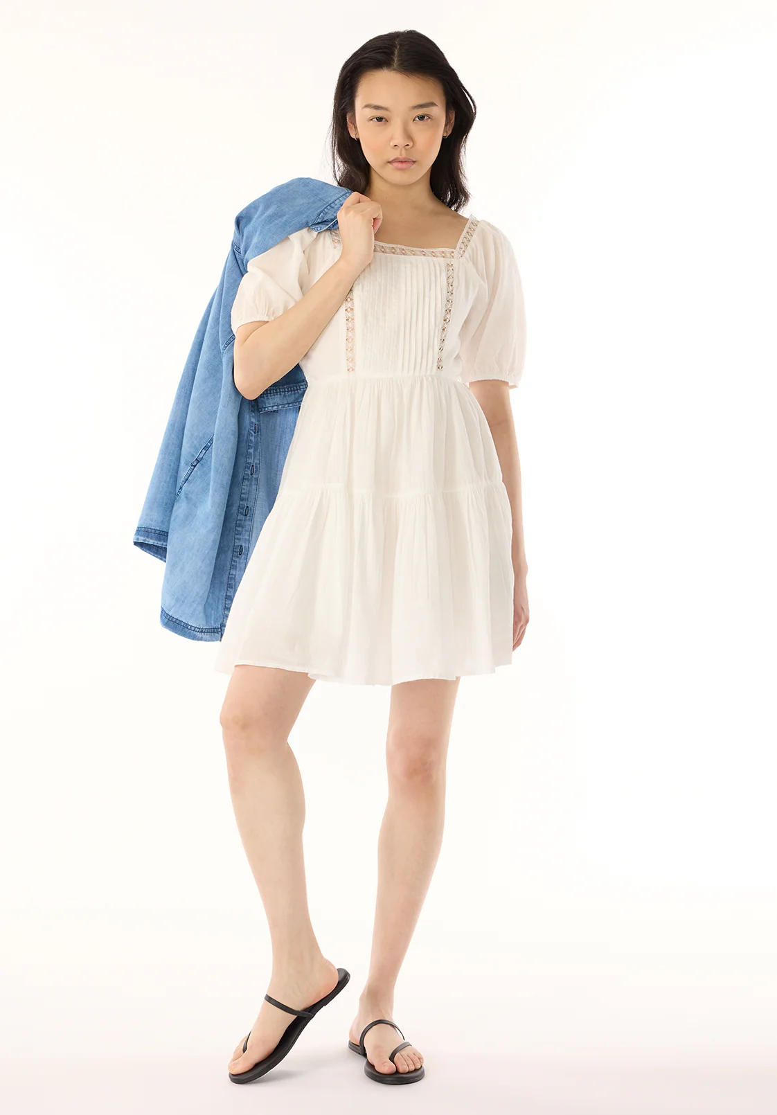 Lara Women's Jean Eyelet Trim Mini Dress, Bright White - WD0100P - Image 4