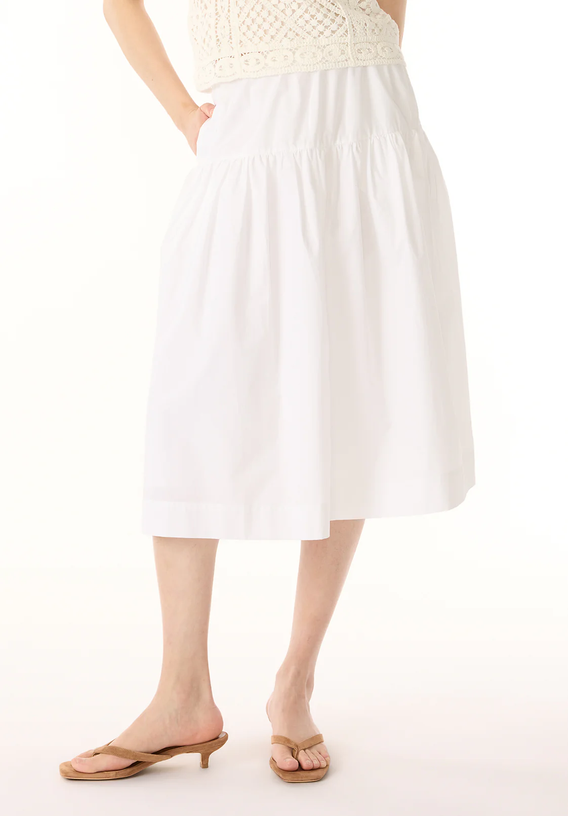 Lupita Women's Tiered Midi Skirt, White - WS0015P - Image 2
