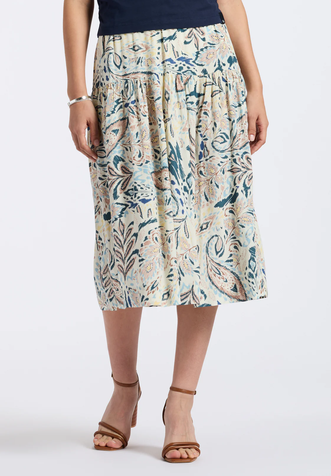 Lupita Women's Printed Tiered Midi Skirt, Paisley - WS0016P - Image 2
