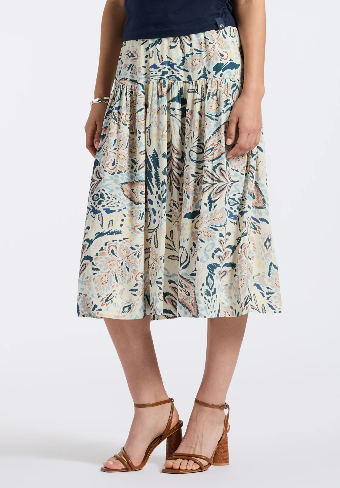Lupita Women's Printed Tiered Midi Skirt, Paisley - WS0016P - Image 3