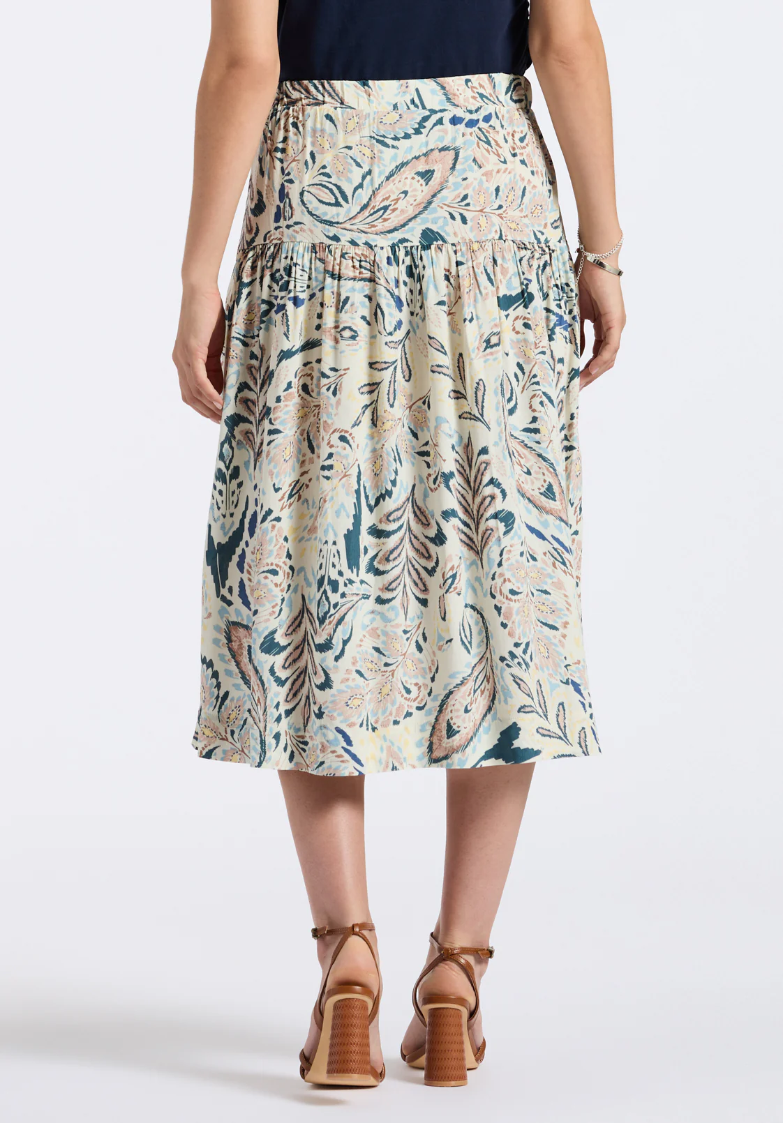 Lupita Women's Printed Tiered Midi Skirt, Paisley - WS0016P - Image 4