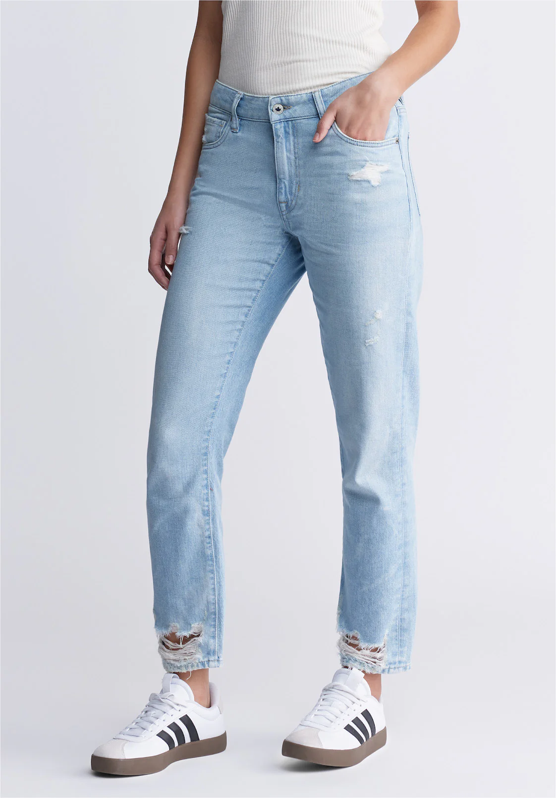 Madison Women's Relaxed Boyfriend Jeans, Distressed Vintage - BL15924 - Image 3