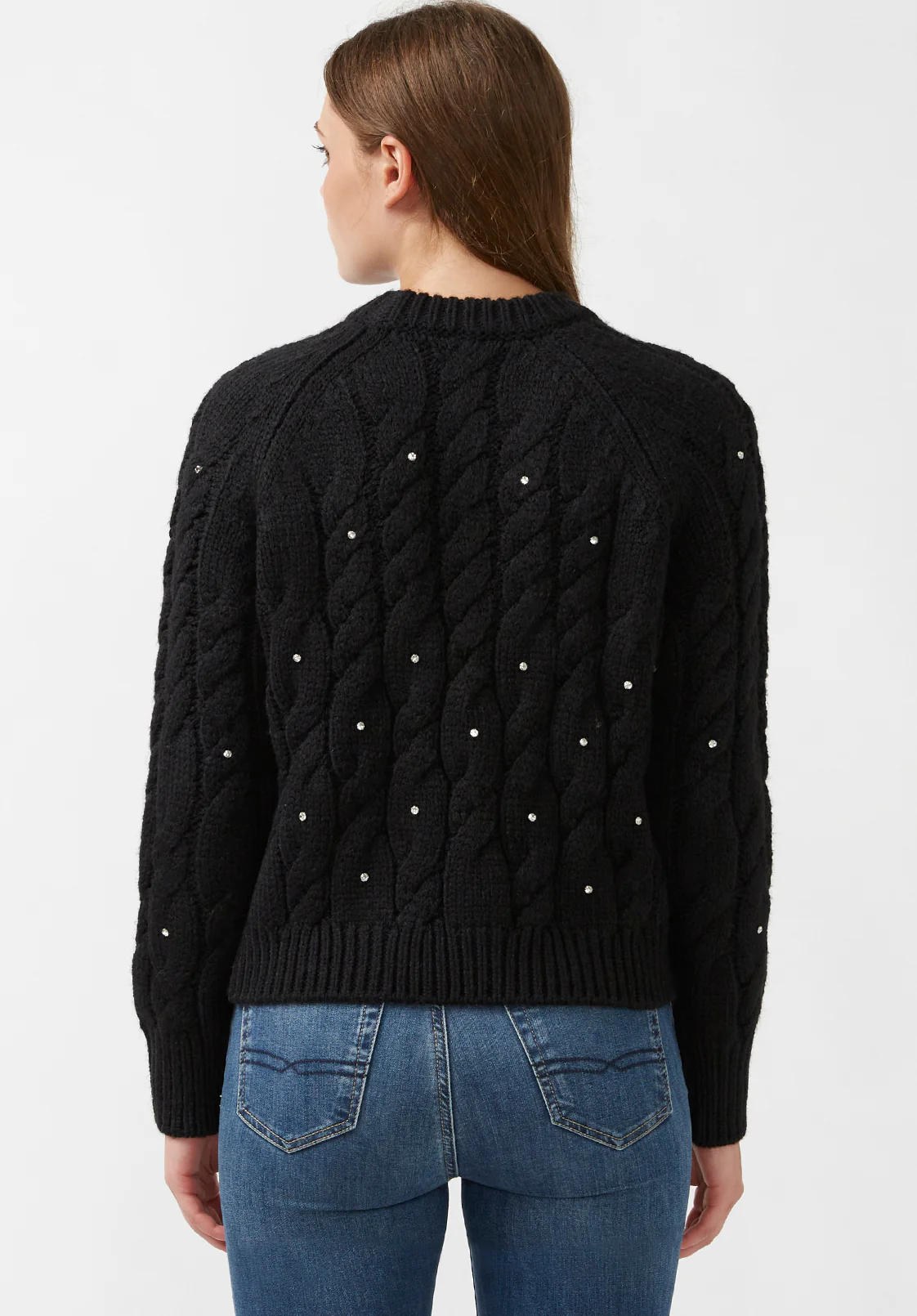 Magari Women's Embellished Cable Knit Sweater, Black - SW0030H - Image 3