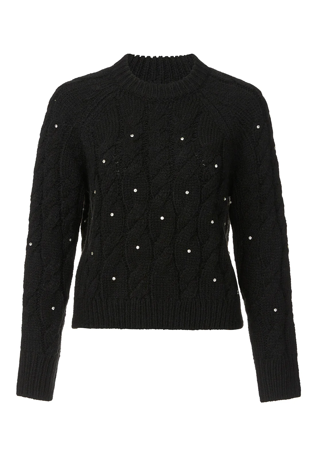 Magari Women's Embellished Cable Knit Sweater, Black - SW0030H - Image 6