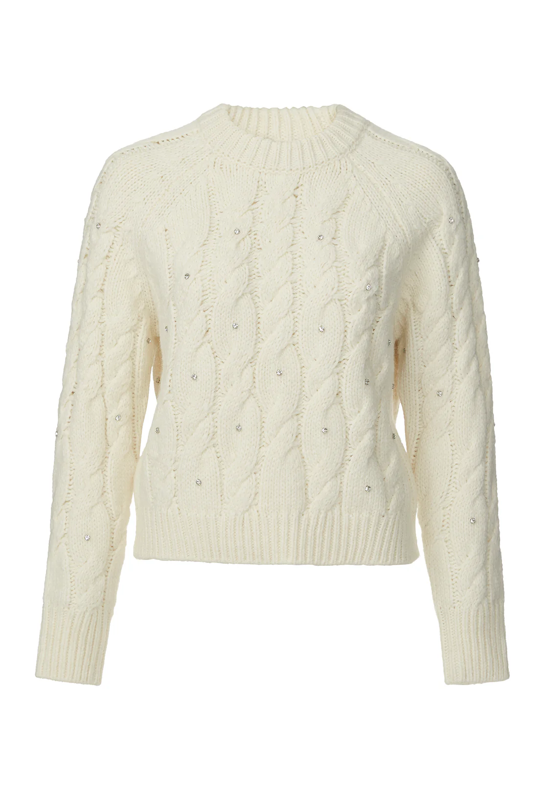 Magari Women's Embellished Cable Knit Sweater, Ivory - SW0030H - Image 7