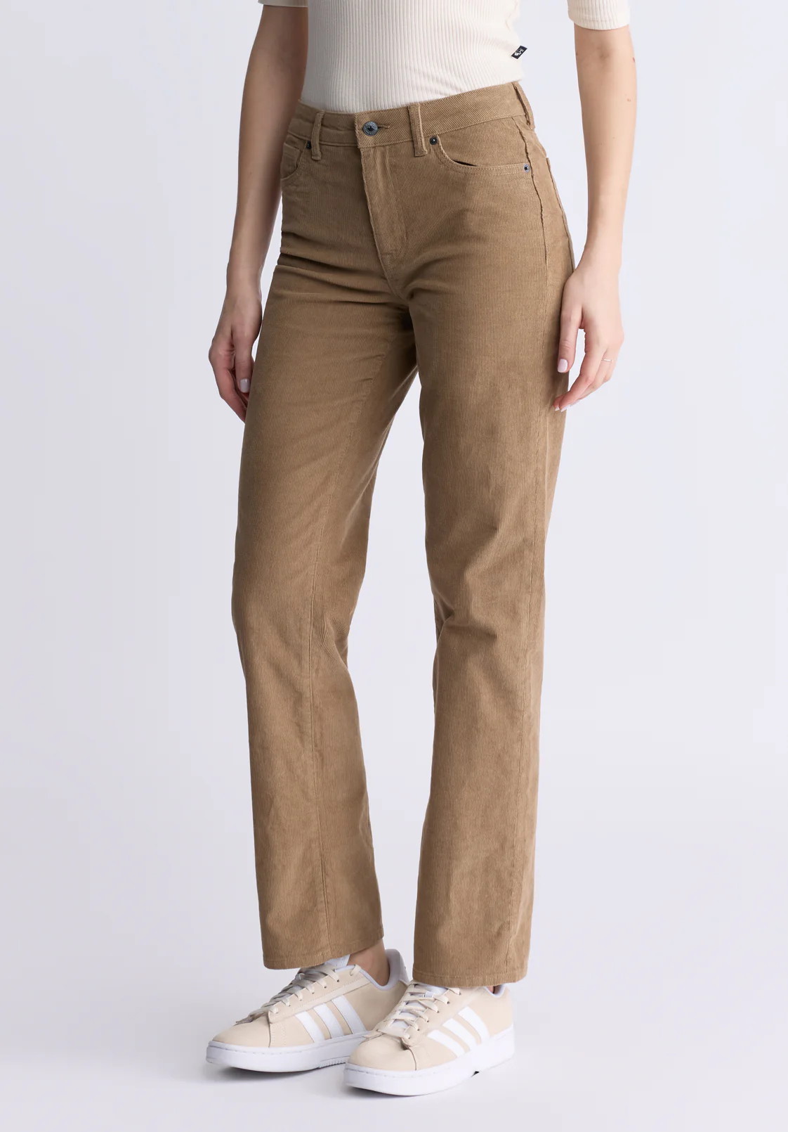 Mary Women's Mid Rise Straight Pants, Dark Beige - BL16007 - Image 4