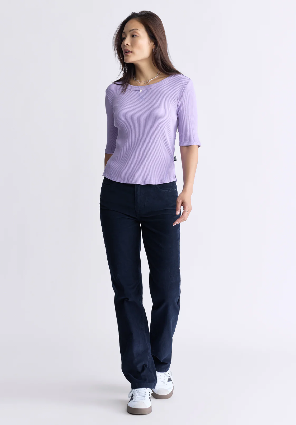 Mary Women's Mid Rise Straight Pants, Navy - BL16007