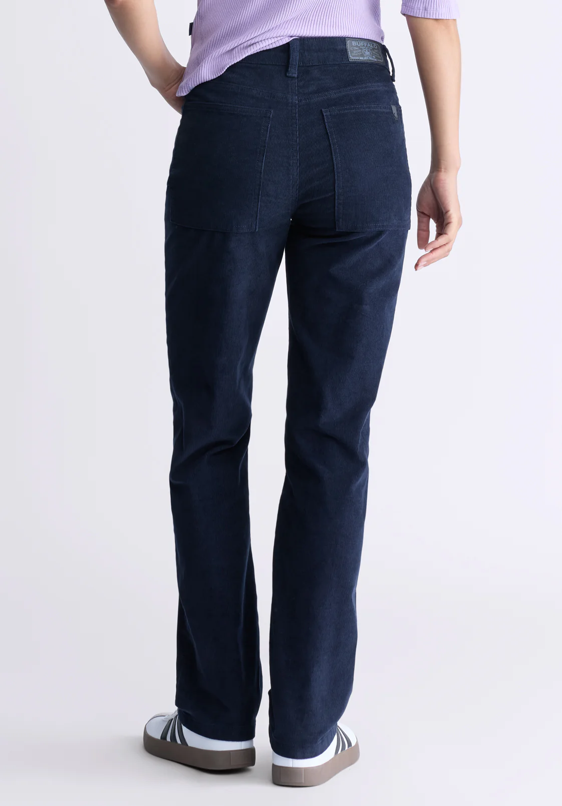 Mary Women's Mid Rise Straight Pants, Navy - BL16007 - Image 3