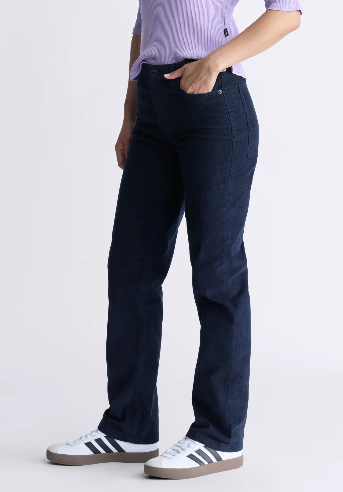 Mary Women's Mid Rise Straight Pants, Navy - BL16007 - Image 4