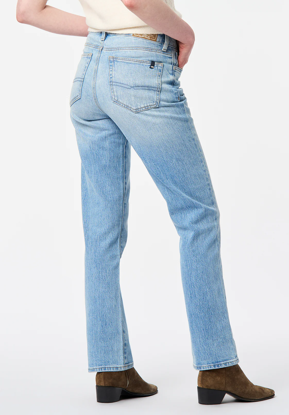 Mary Women's Mid Rise Straight Jeans, Light Blue Sanded - BL16092 - Image 4