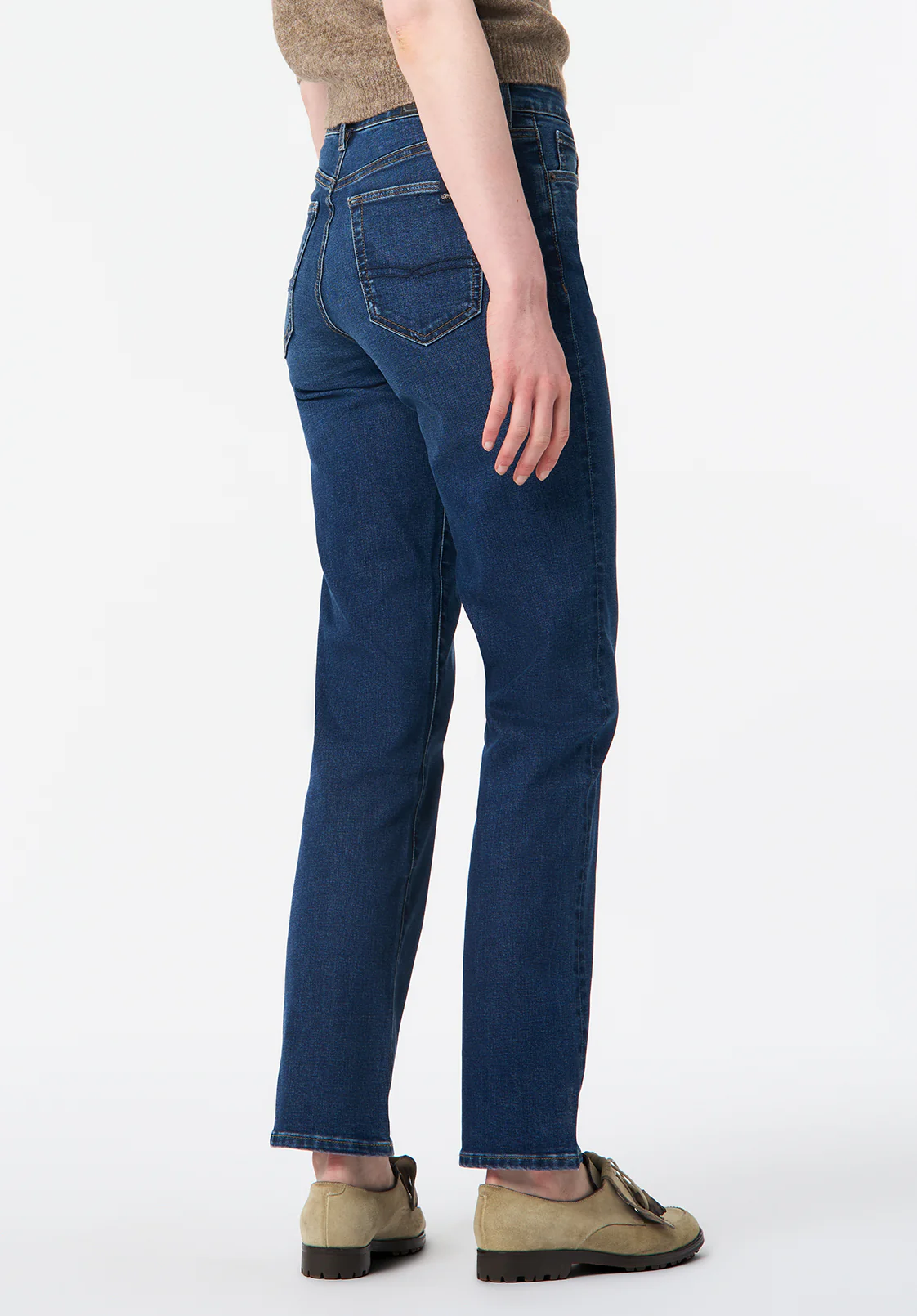 Mary Women's Mid Rise Straight Jeans, Indigo Contrast - BL16151 - Image 3