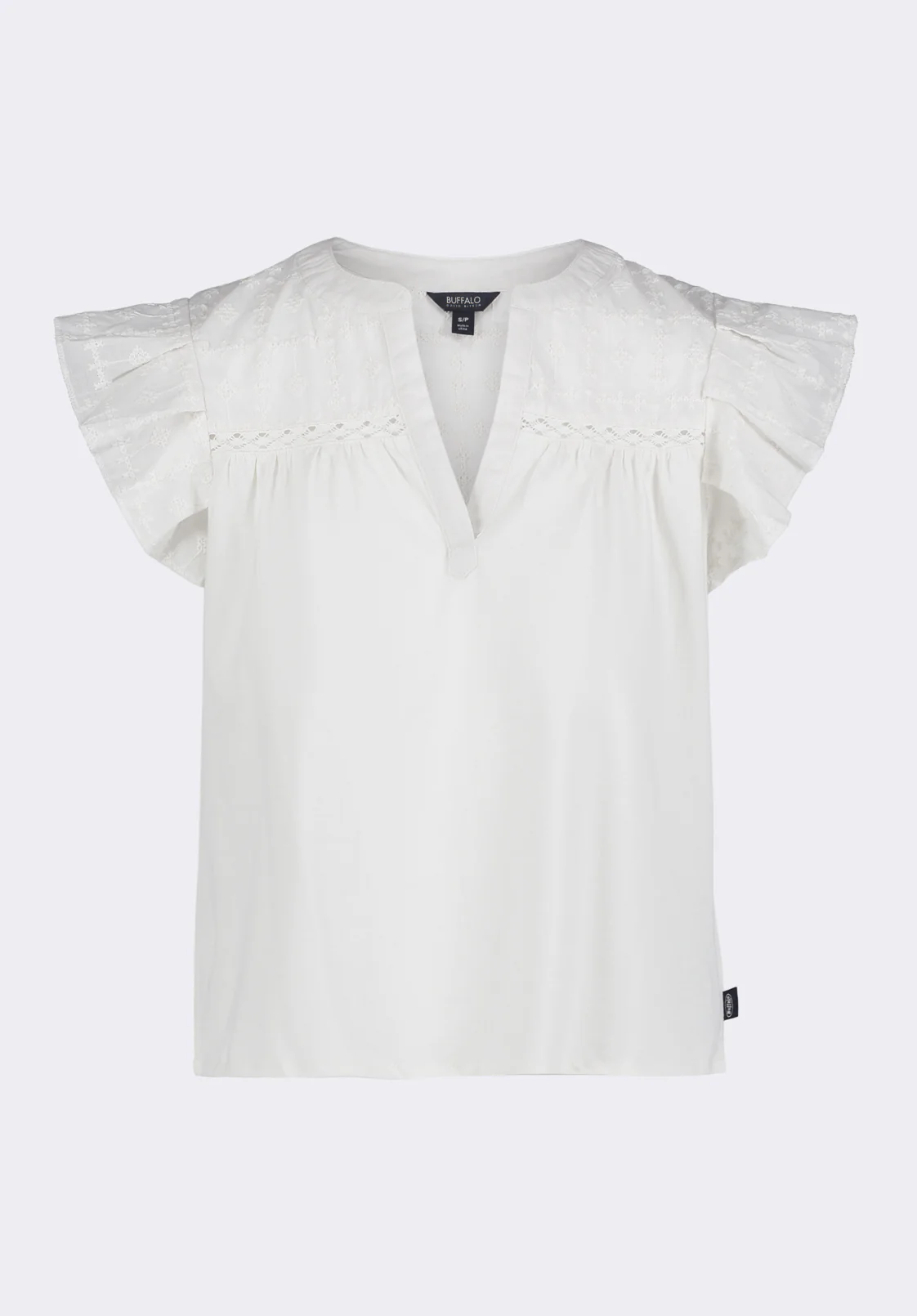 Mckaylie Women's Flutter Sleeve Split Neck Top, White - KT0210P - Image 5