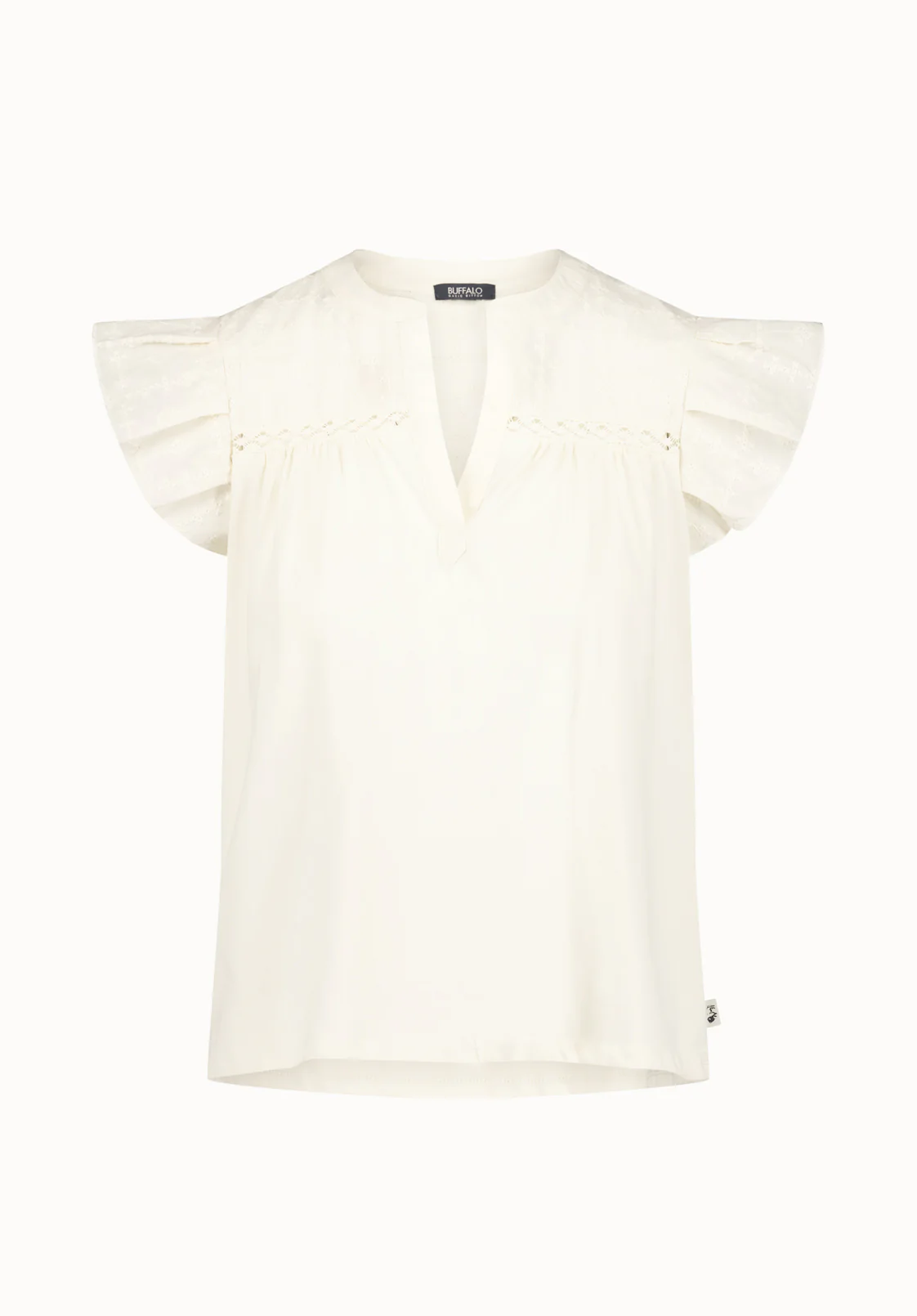 Mckaylie Women's Flutter Sleeve Split Neck Top, Parchment - KT0210P - Image 5