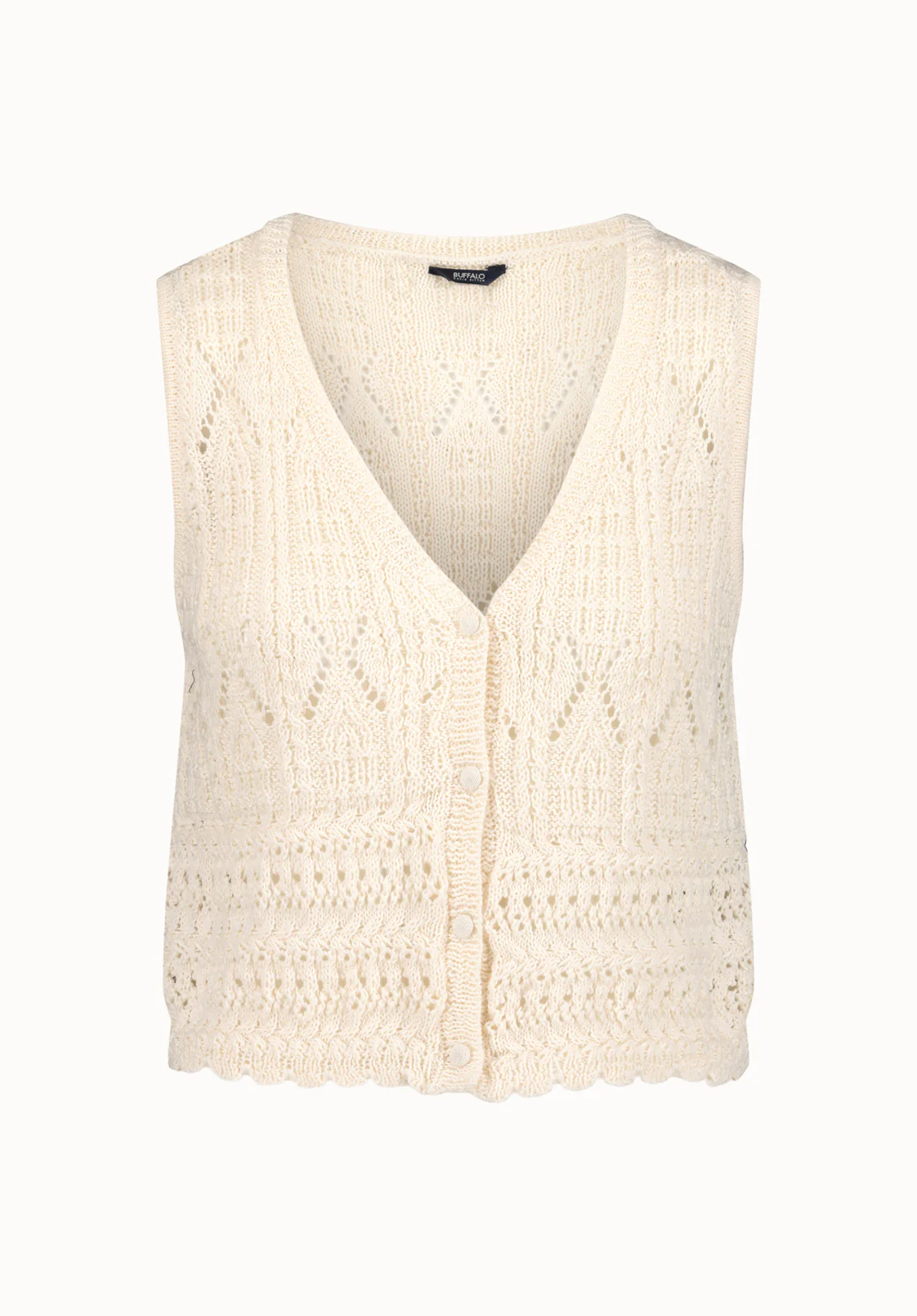 Merrybell Women's Pointelle Knit Button-Down Vest, Egret - SW0114P - Image 5