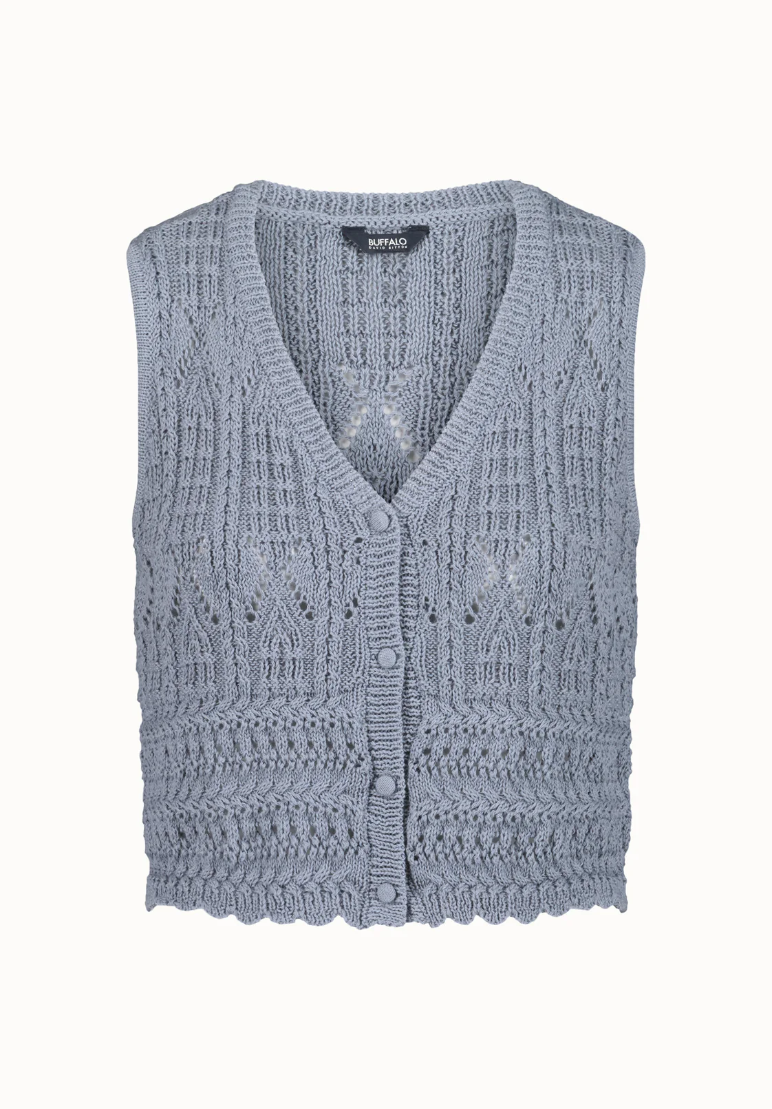 Merrybell Women's Pointelle Knit Button-Down Vest, Bleached Indigo - SW0114P - Image 5