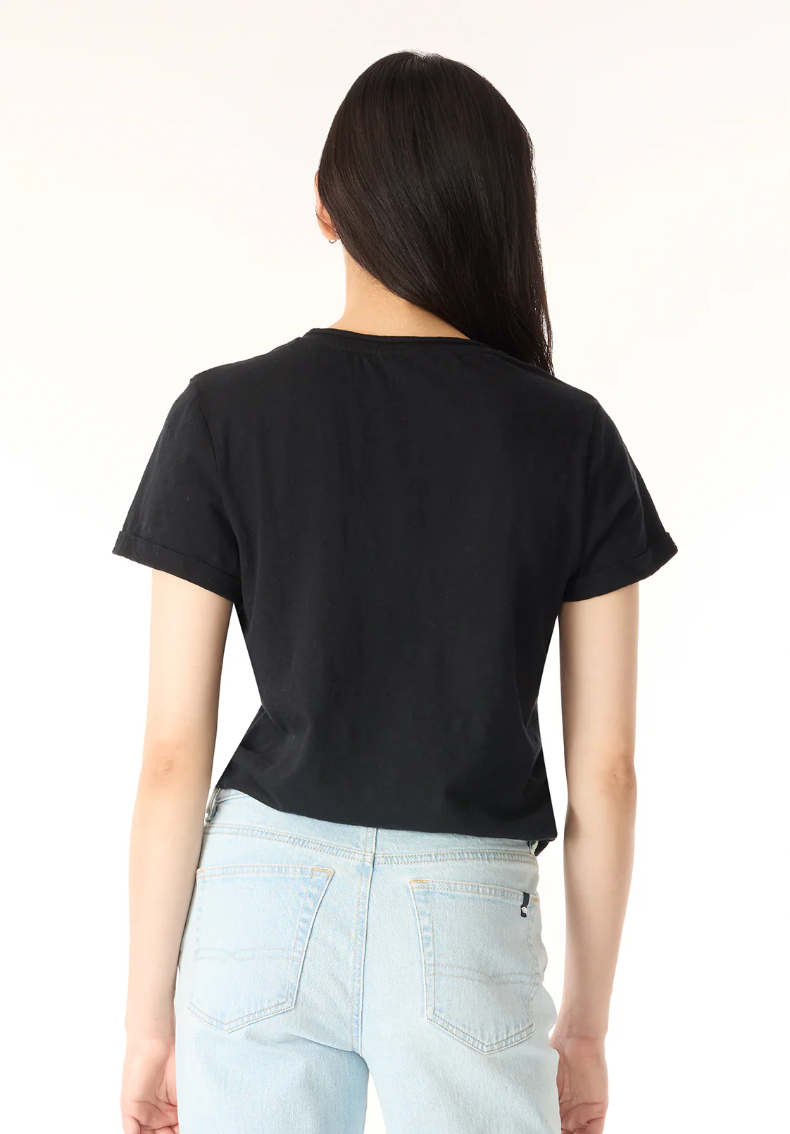 Moxie Women's V-Neck Slub Tee, Black - KT0179P - Image 4