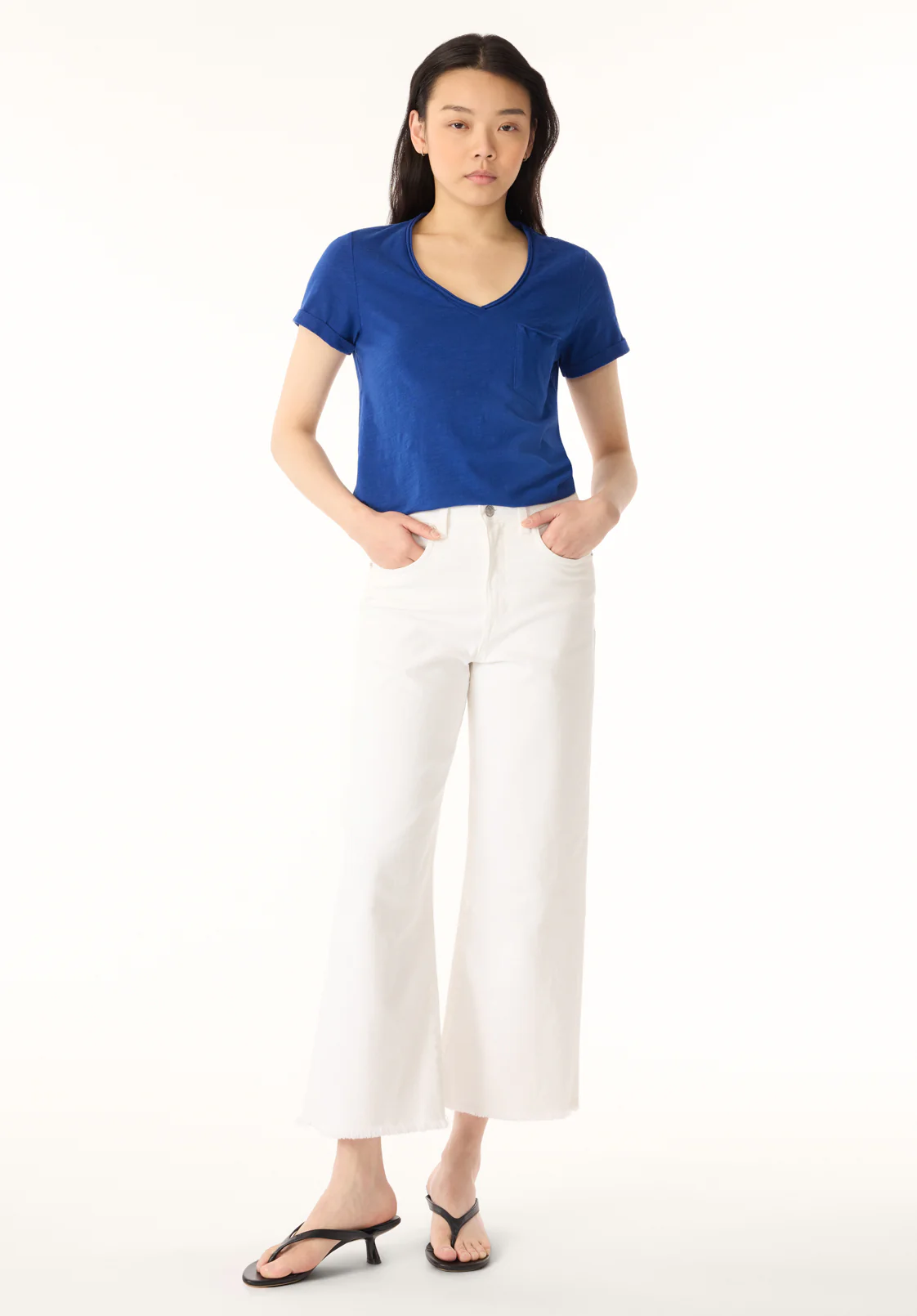 Moxie Women's V-Neck Slub Tee, Sodalite Blue - KT0179P