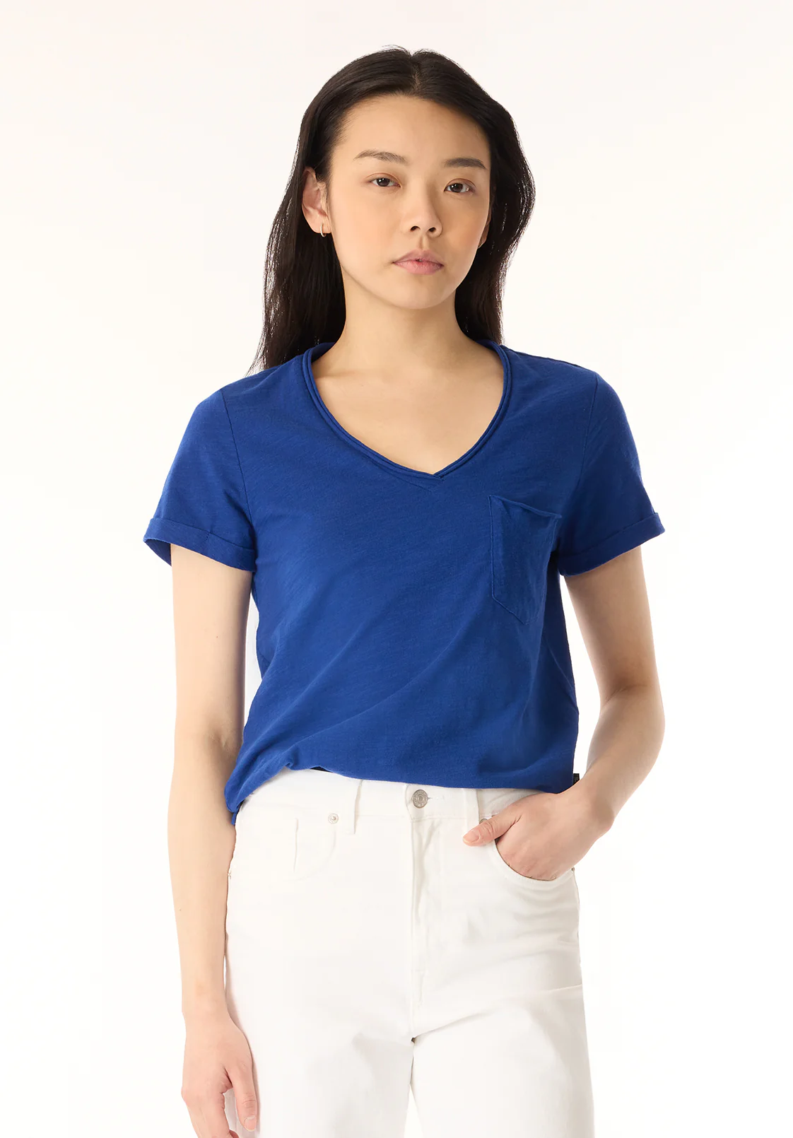 Moxie Women's V-Neck Slub Tee, Sodalite Blue - KT0179P - Image 2