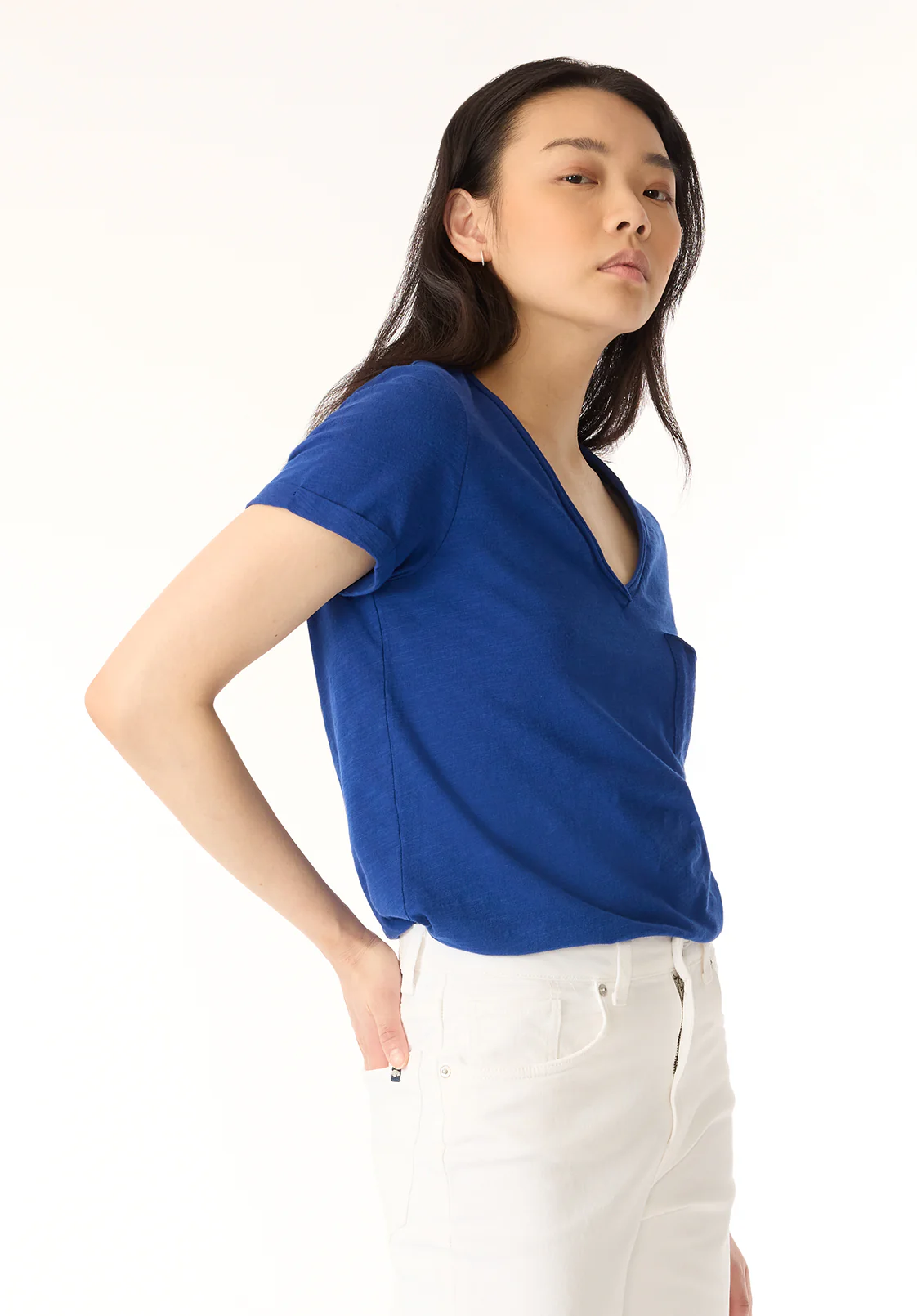 Moxie Women's V-Neck Slub Tee, Sodalite Blue - KT0179P - Image 3