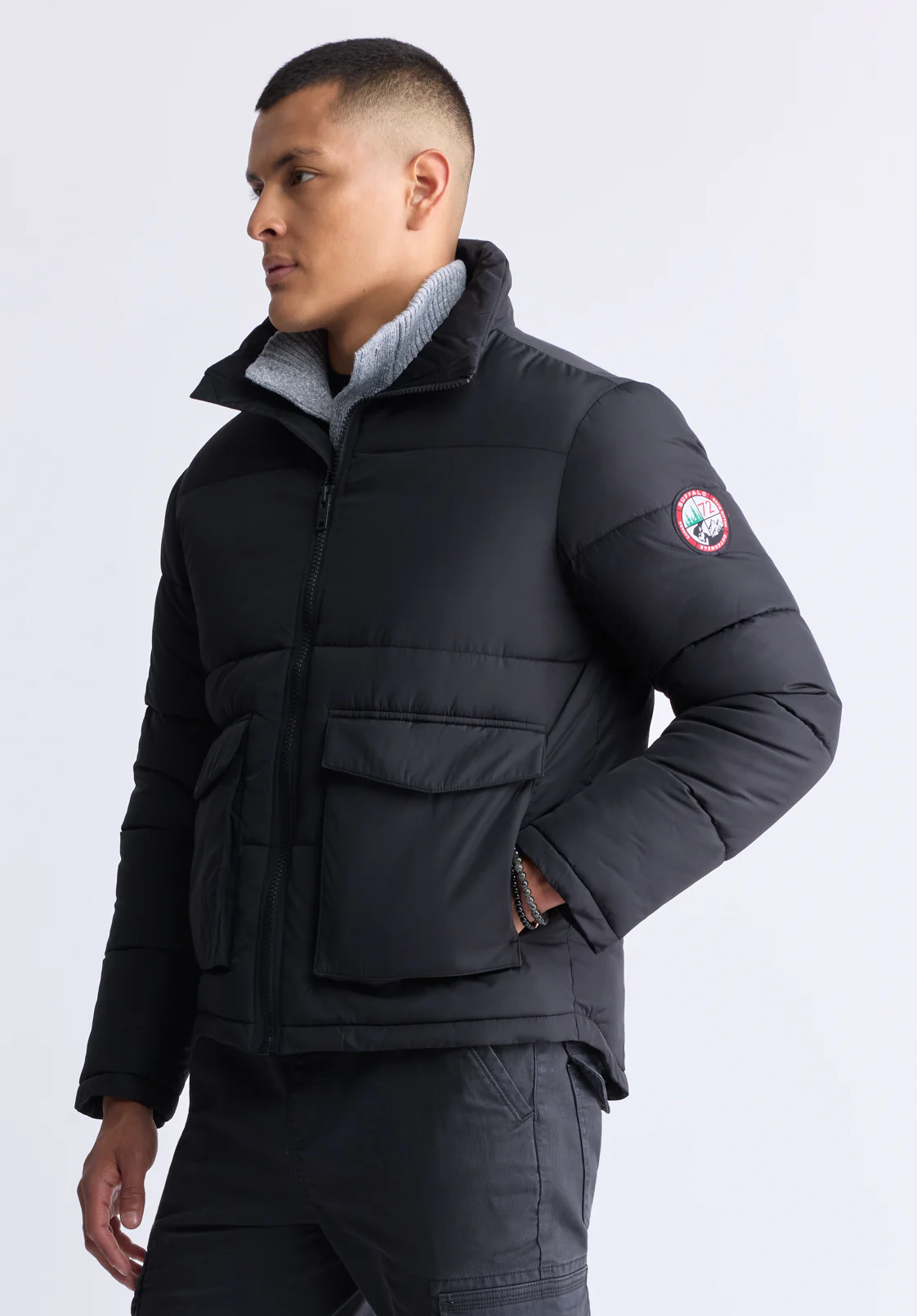 Nate Men's Zip-Up Puffer Jacket, Black - OBMFE001 - Image 2