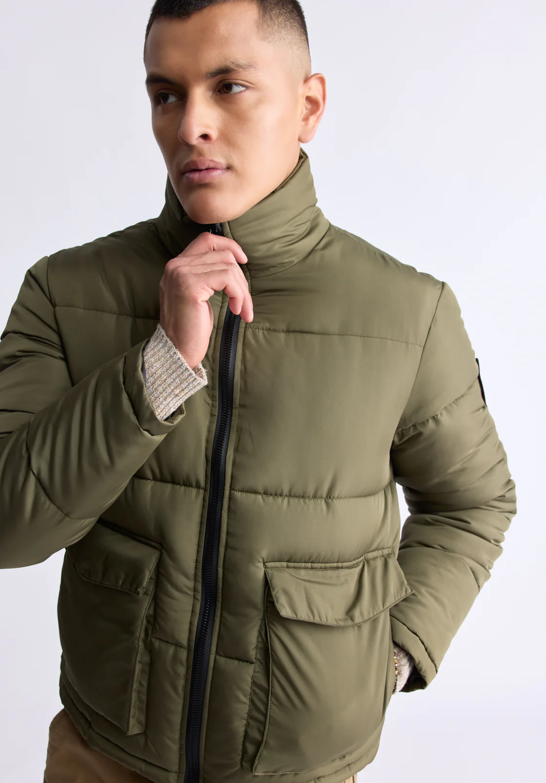 Nate Men's Zip-Up Puffer Jacket, Sphagnum - OBMFE001 - Image 3