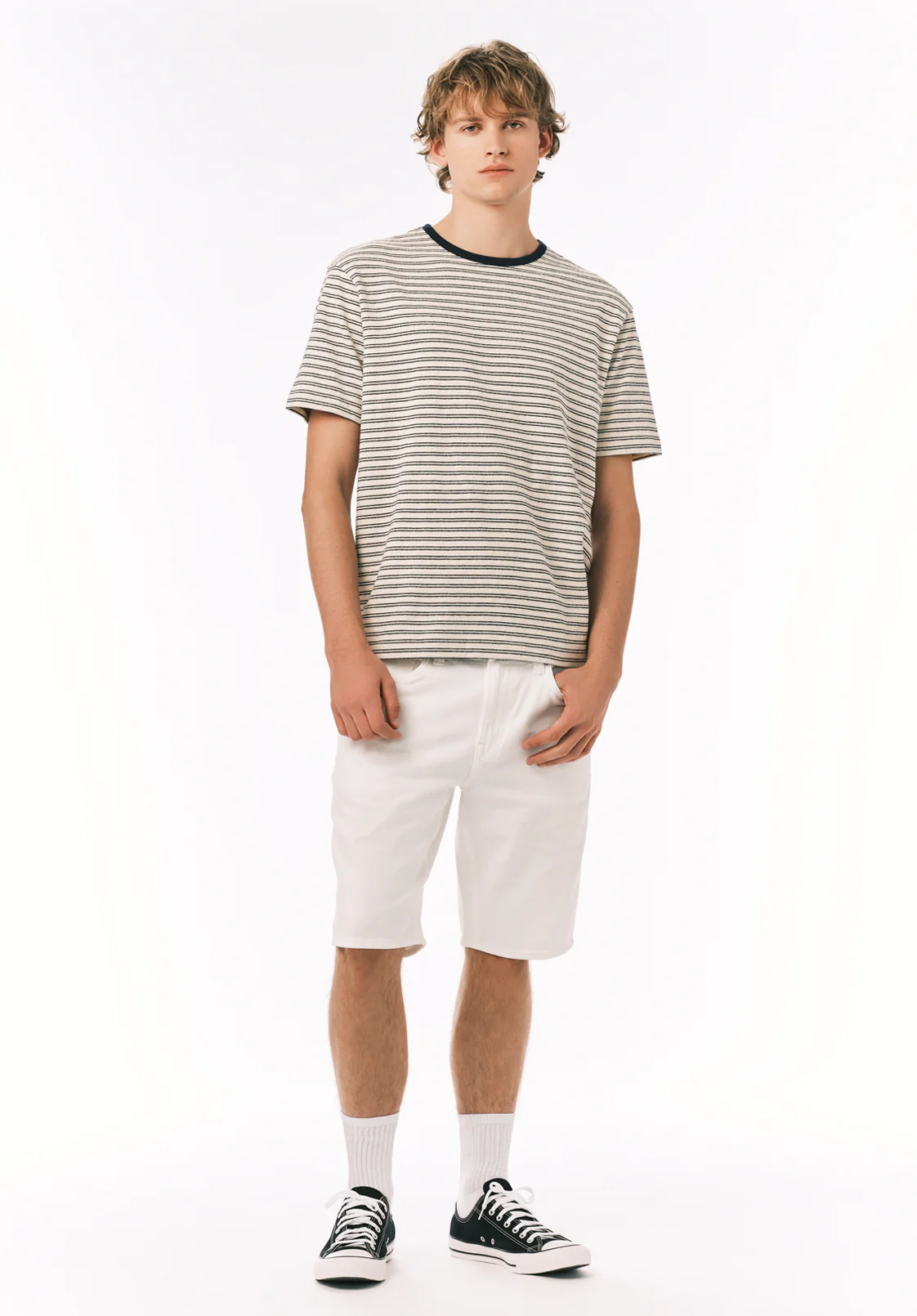 Parker Men's Slim Denim Shorts, Pure White - BM22775