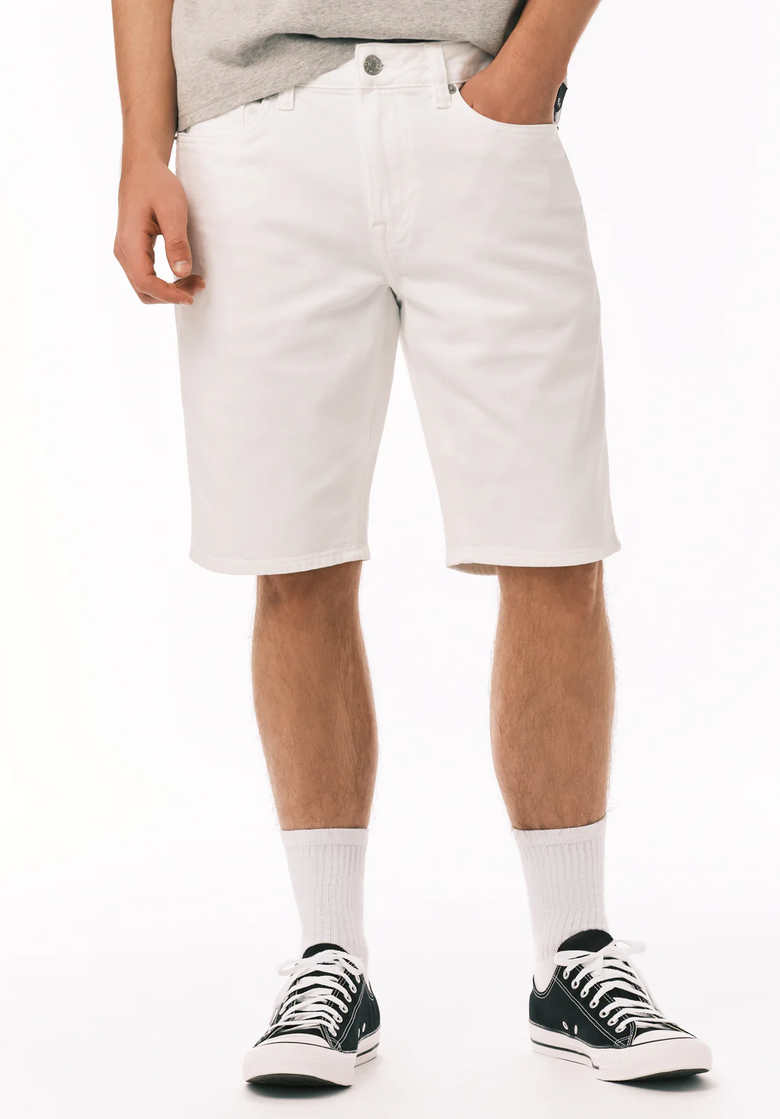 Parker Men's Slim Denim Shorts, Pure White - BM22775 - Image 2