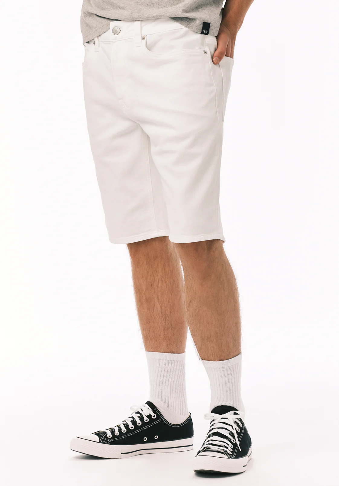 Parker Men's Slim Denim Shorts, Pure White - BM22775 - Image 3