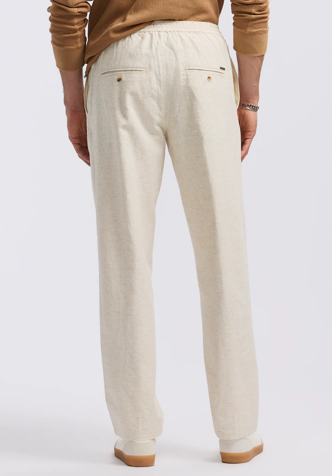 Pilsen Men's Linen Blend Straight Pants, Milk - BM24724 - Image 4