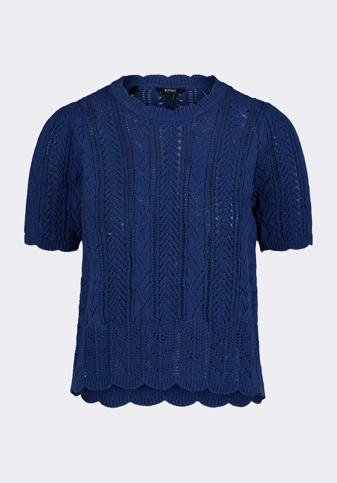 Posey Women's Short Sleeve Crochet Knit Sweater, Navy - SW0108P - Image 6