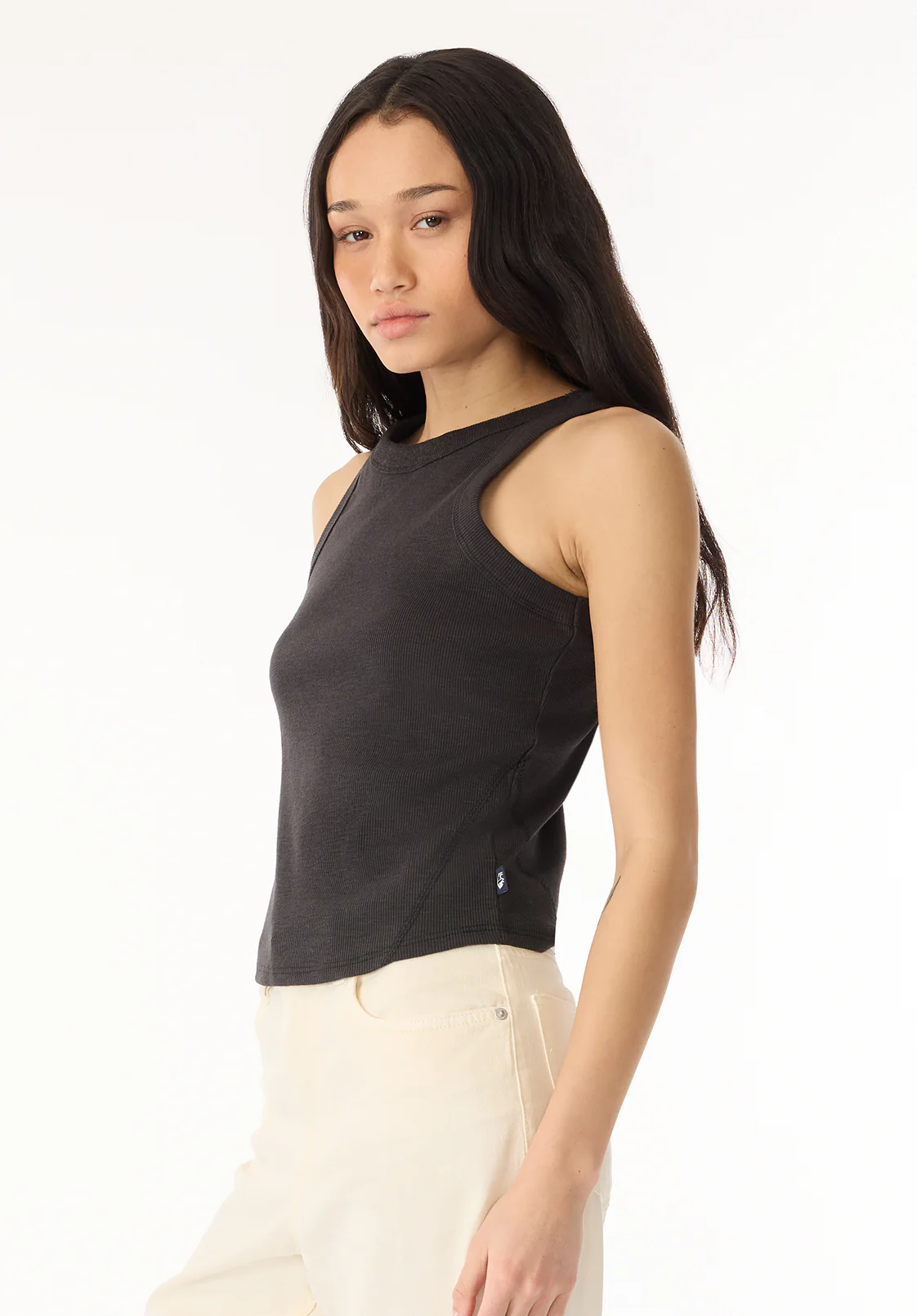 Regine Women's Ribbed Tank Top, Carbon - KT0119H - Image 3