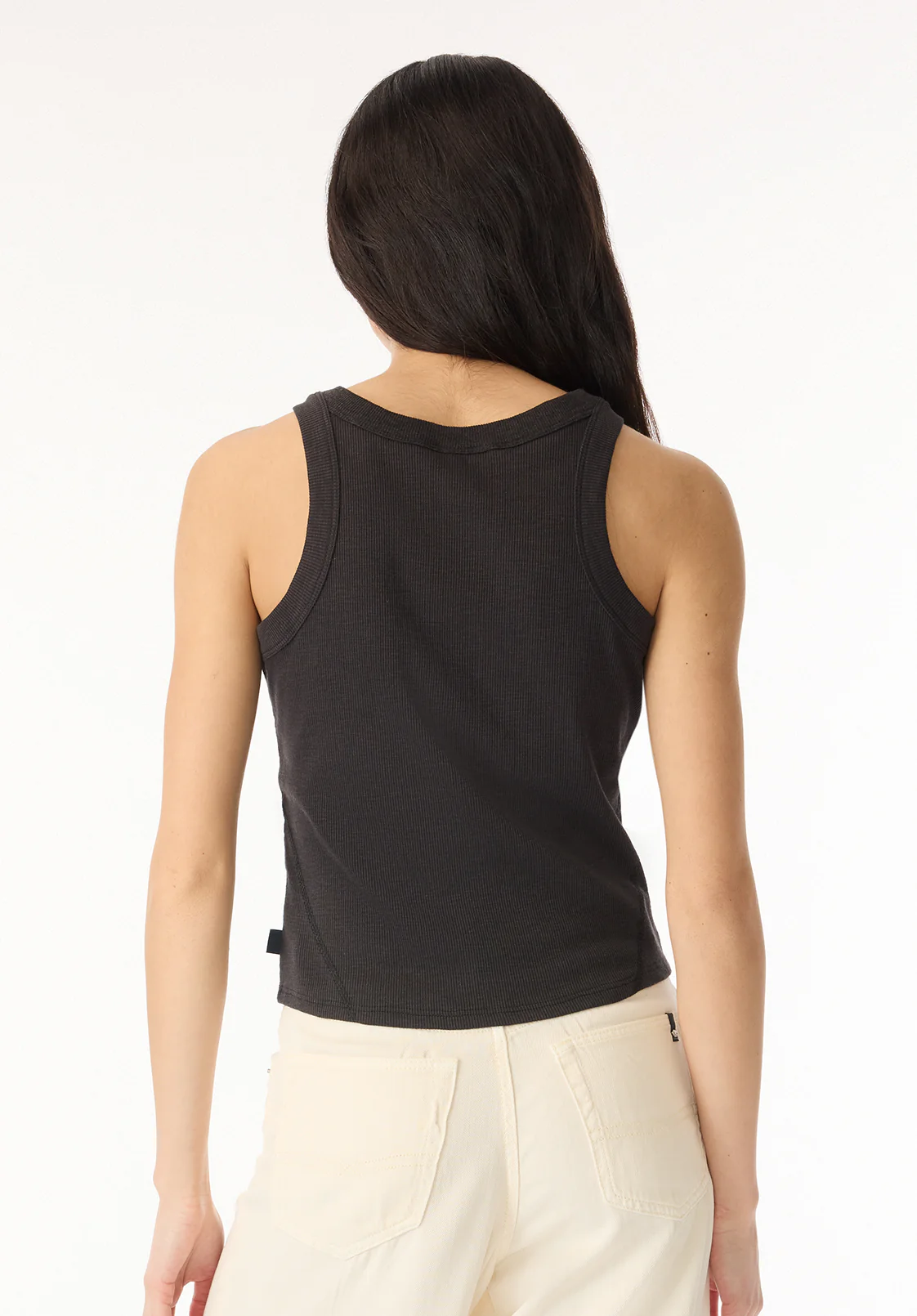 Regine Women's Ribbed Tank Top, Carbon - KT0119H - Image 4