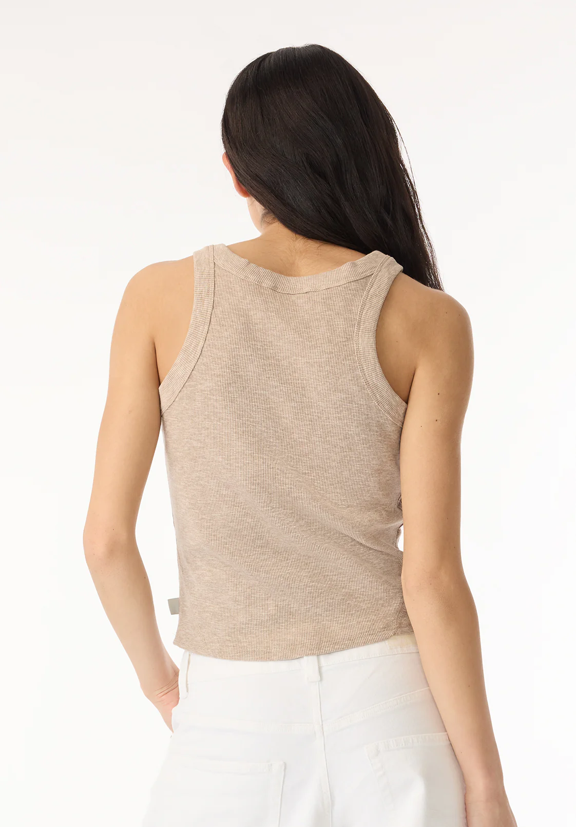Regine Women's Ribbed Tank Top, Flax - KT0119H - Image 4