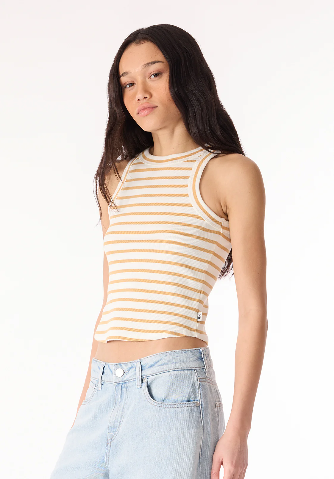 Regine Women's Ribbed Striped Tank Top, Doe - KT0175P - Image 3
