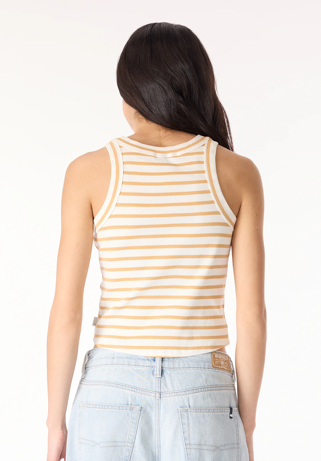 Regine Women's Ribbed Striped Tank Top, Doe - KT0175P - Image 4
