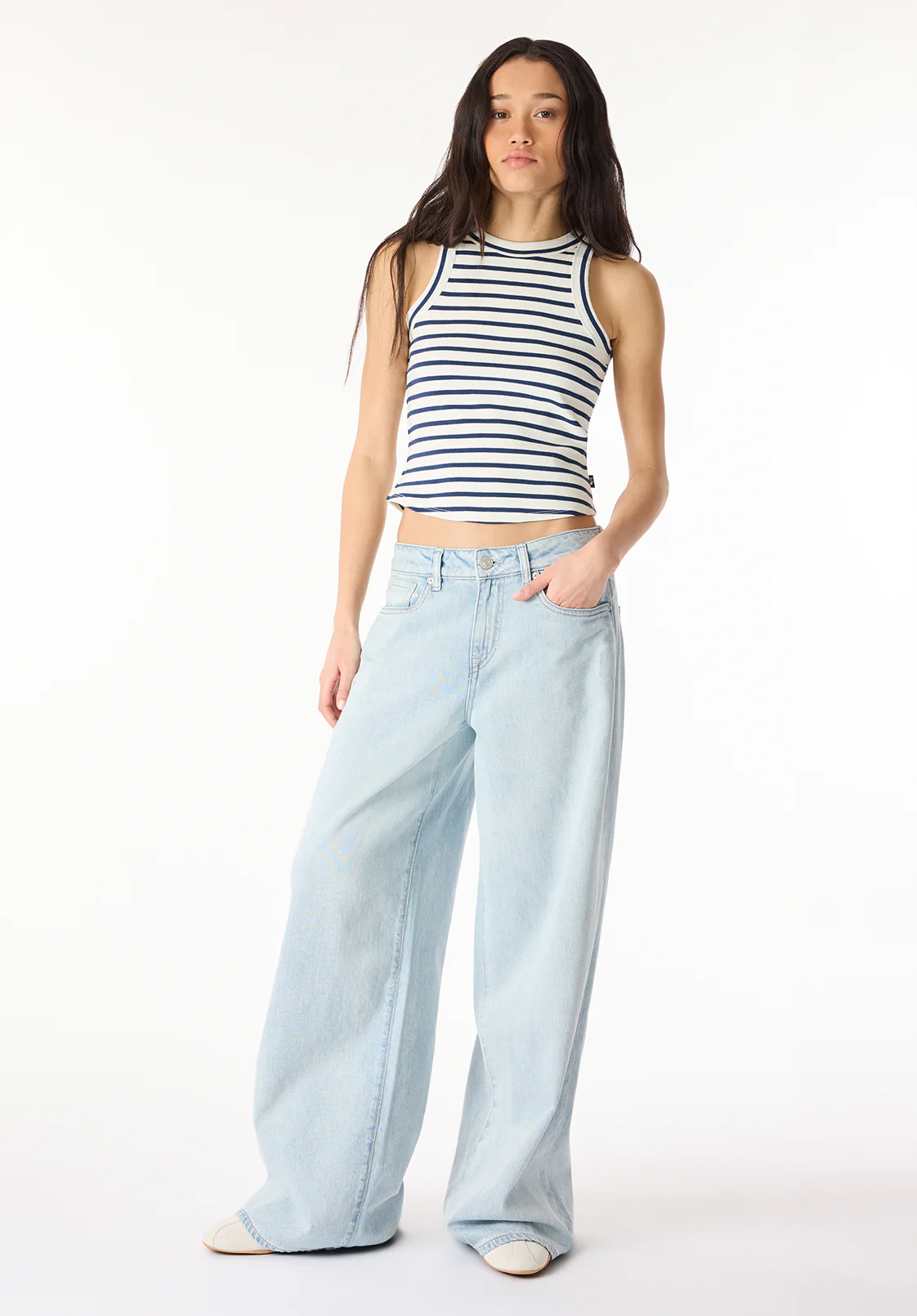 Regine Women's Ribbed Striped Tank Top, Sodalite Blue - KT0175P