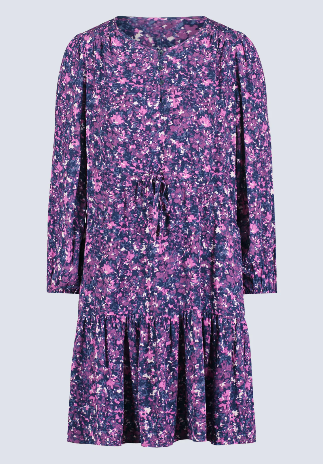 Rochelle Women's Long Sleeve Tie Waist Tiered Dress, Blurred Floral - WD0064H - Image 5