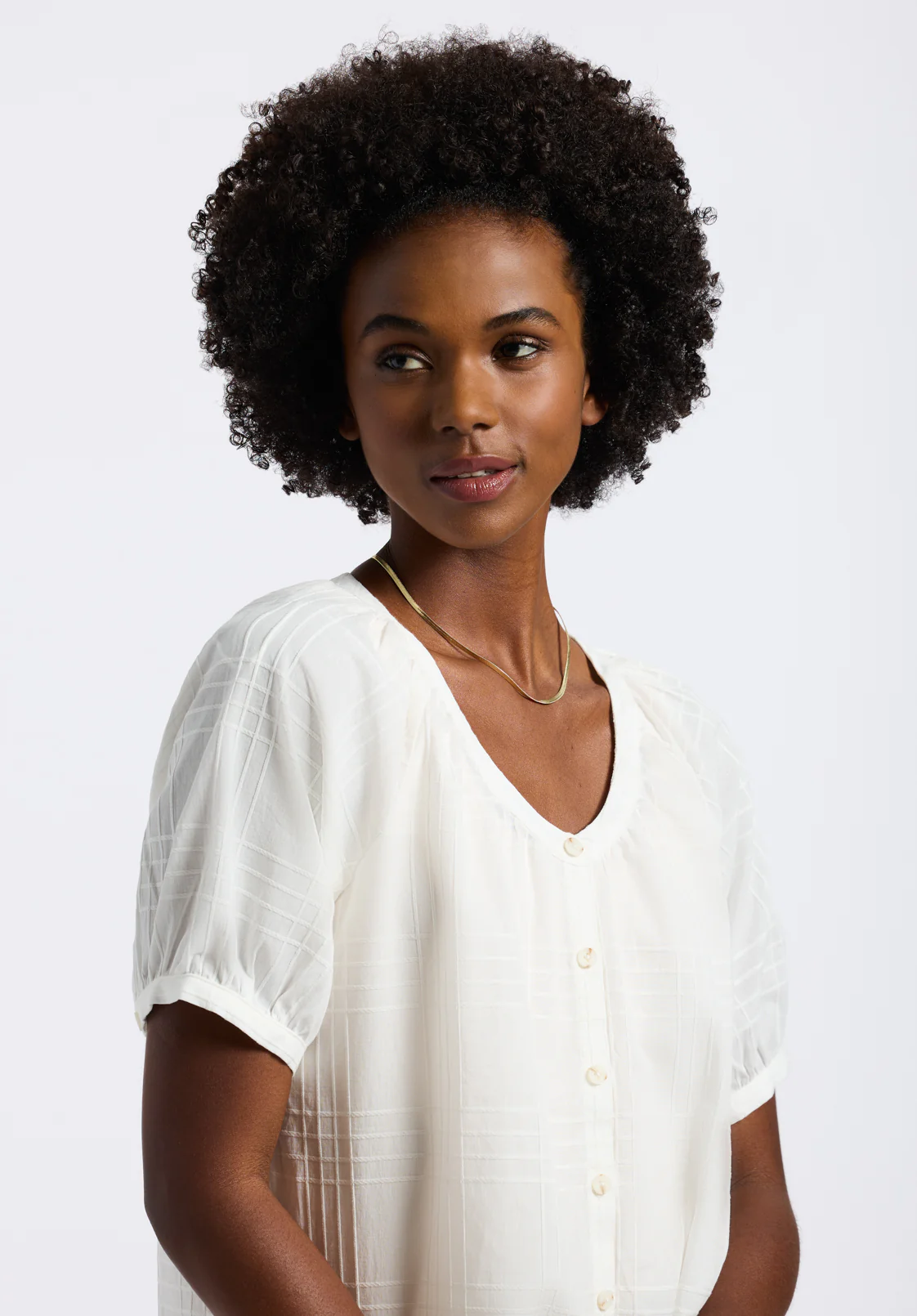 Saarik Women's Puff Sleeve Textured Blouse, White - WT0153P - Image 3