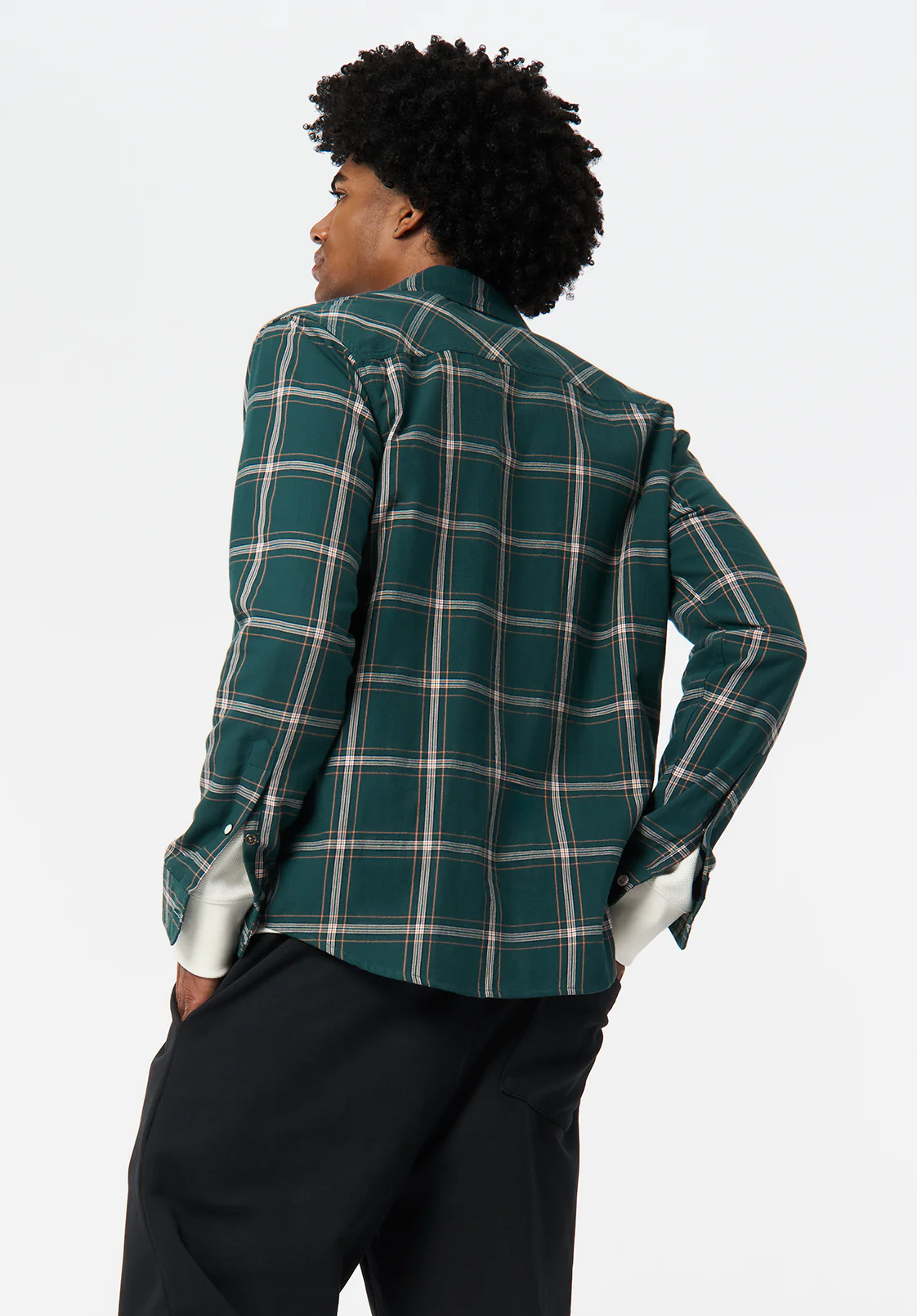 Sago Men's Long Sleeve Plaid Shirt, Deep Teal - BM24689 - Image 3