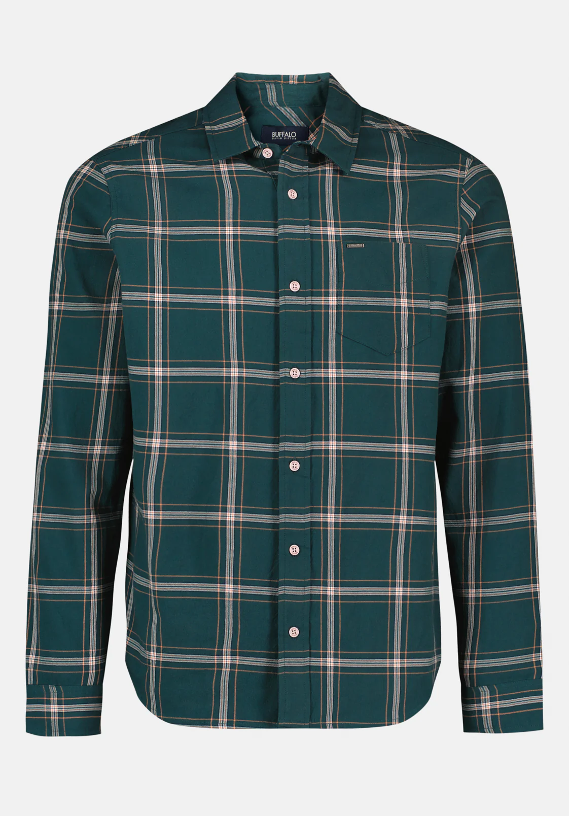 Sago Men's Long Sleeve Plaid Shirt, Deep Teal - BM24689 - Image 4