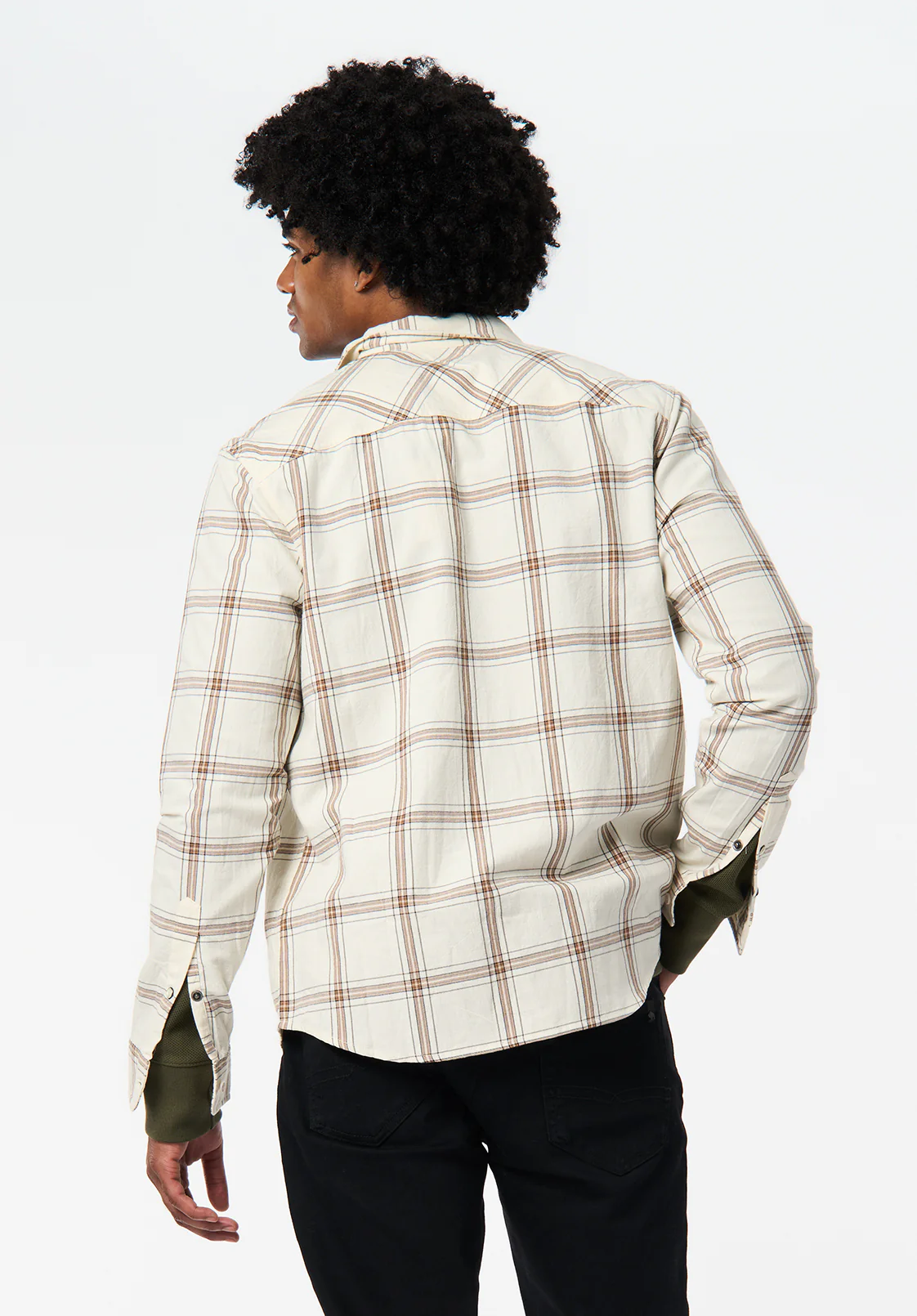 Sago Men's Long Sleeve Plaid Shirt, Buttercream - BM24689 - Image 4