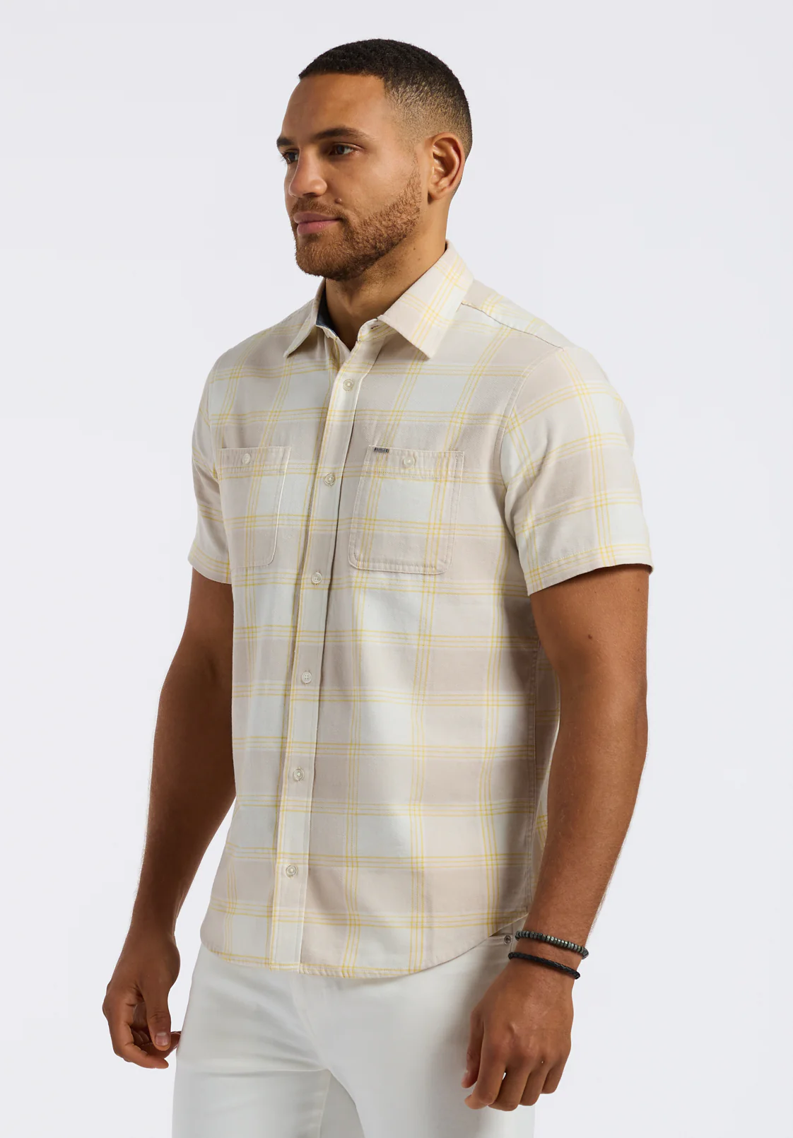 Sierra Men's Long Sleeve Plaid Shirt, Milk - BM24553 - Image 3