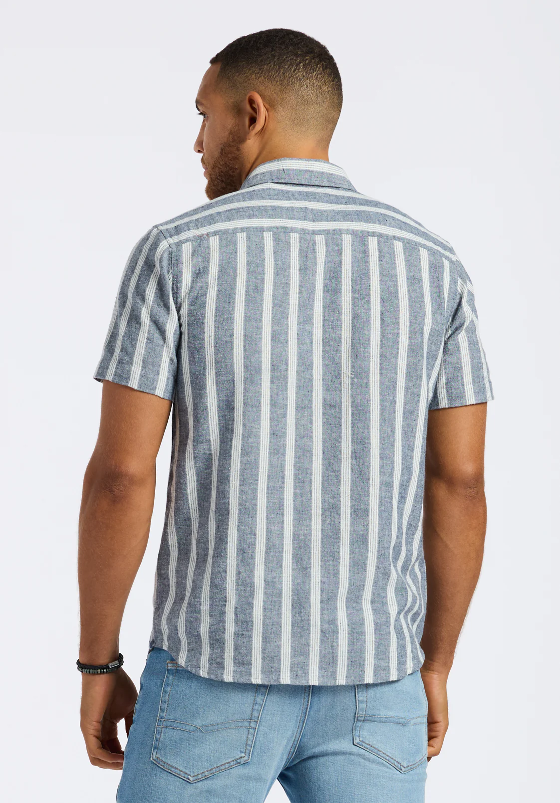 Sagrino Men's Short Sleeve Striped Shirt, Whale - BM24564 - Image 4