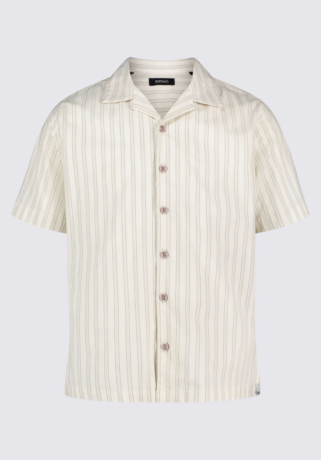 Salaman Men's Short Sleeve Striped Camp Shirt, Green Olive - BM24619 - Image 6