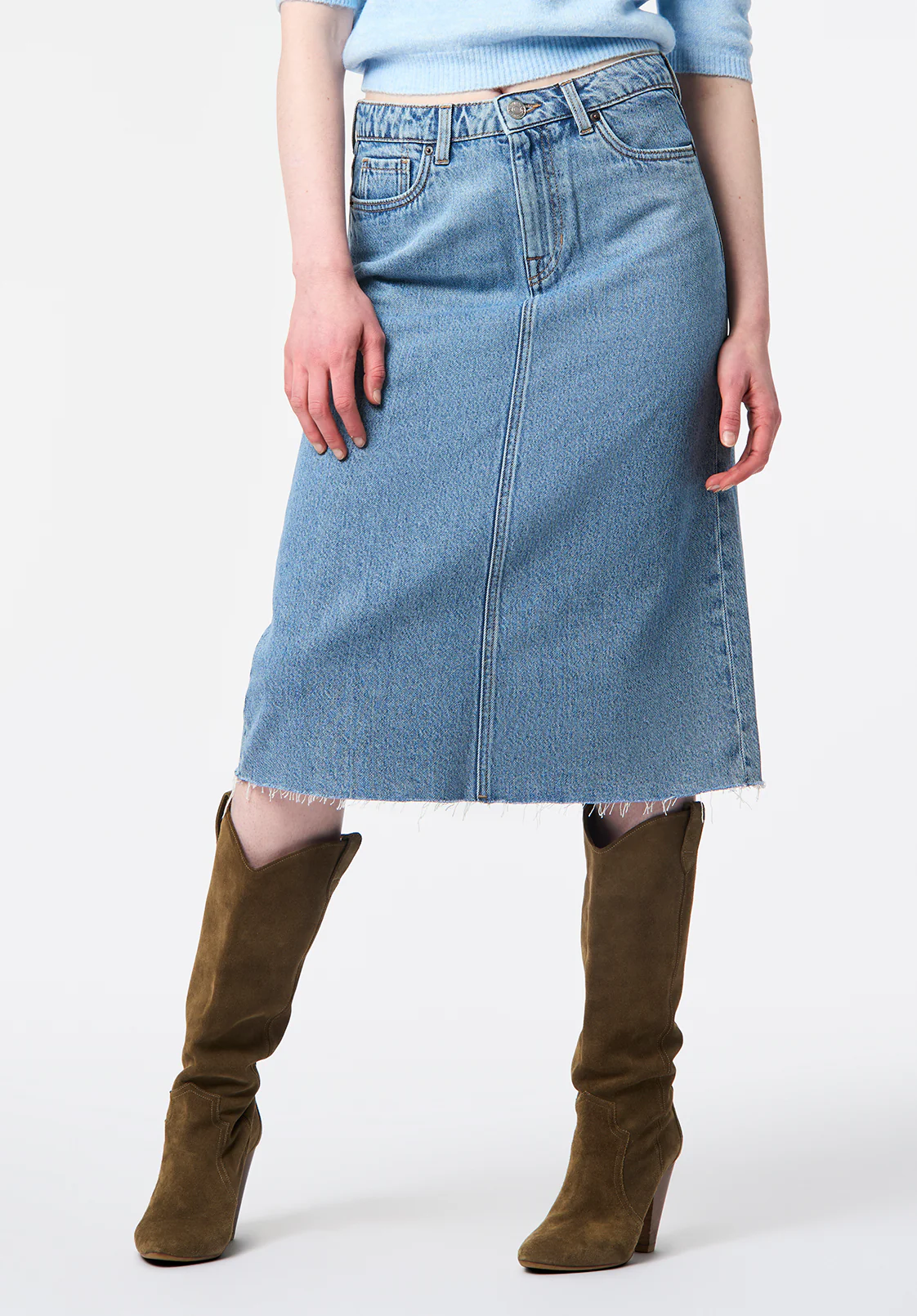 Sally Women's Mid Length Skirt, Medium Wash - BL16153 - Image 2