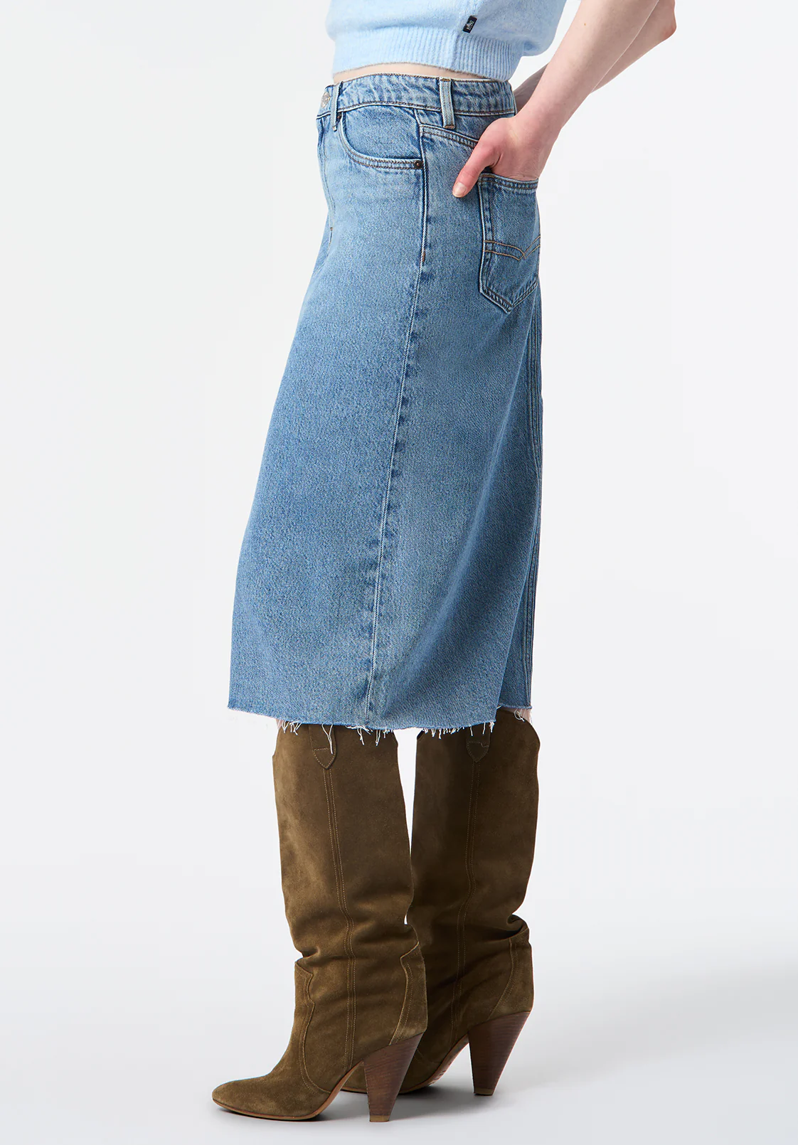 Sally Women's Mid Length Skirt, Medium Wash - BL16153 - Image 3